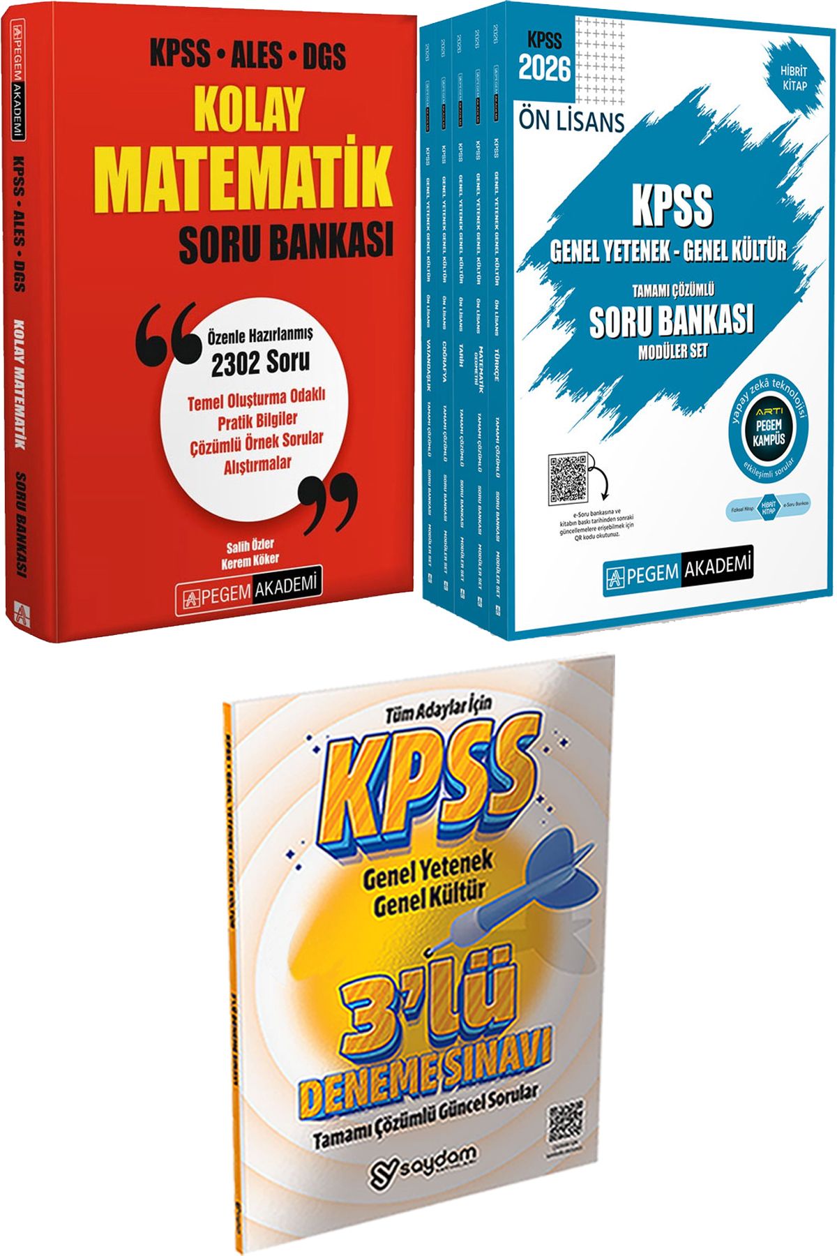 Pegem Akademi Yayıncılık Kolay Matematik Soru Bankası - 2026 KPSS Ön Lisans Soru Modüler Set + 3 Deneme