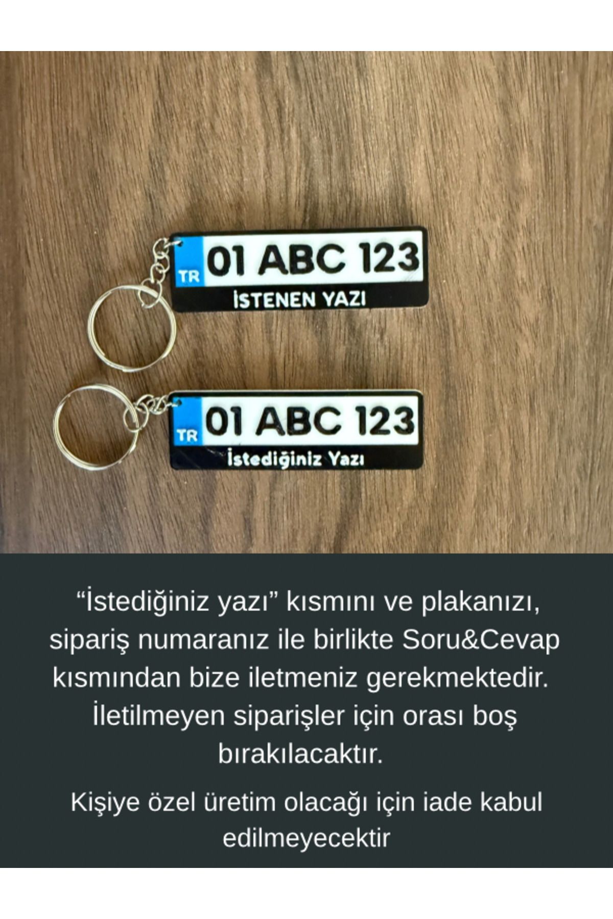 Madeora3D Kişiye Özel Plaka Anahtarlık İsim ve Altyazılı