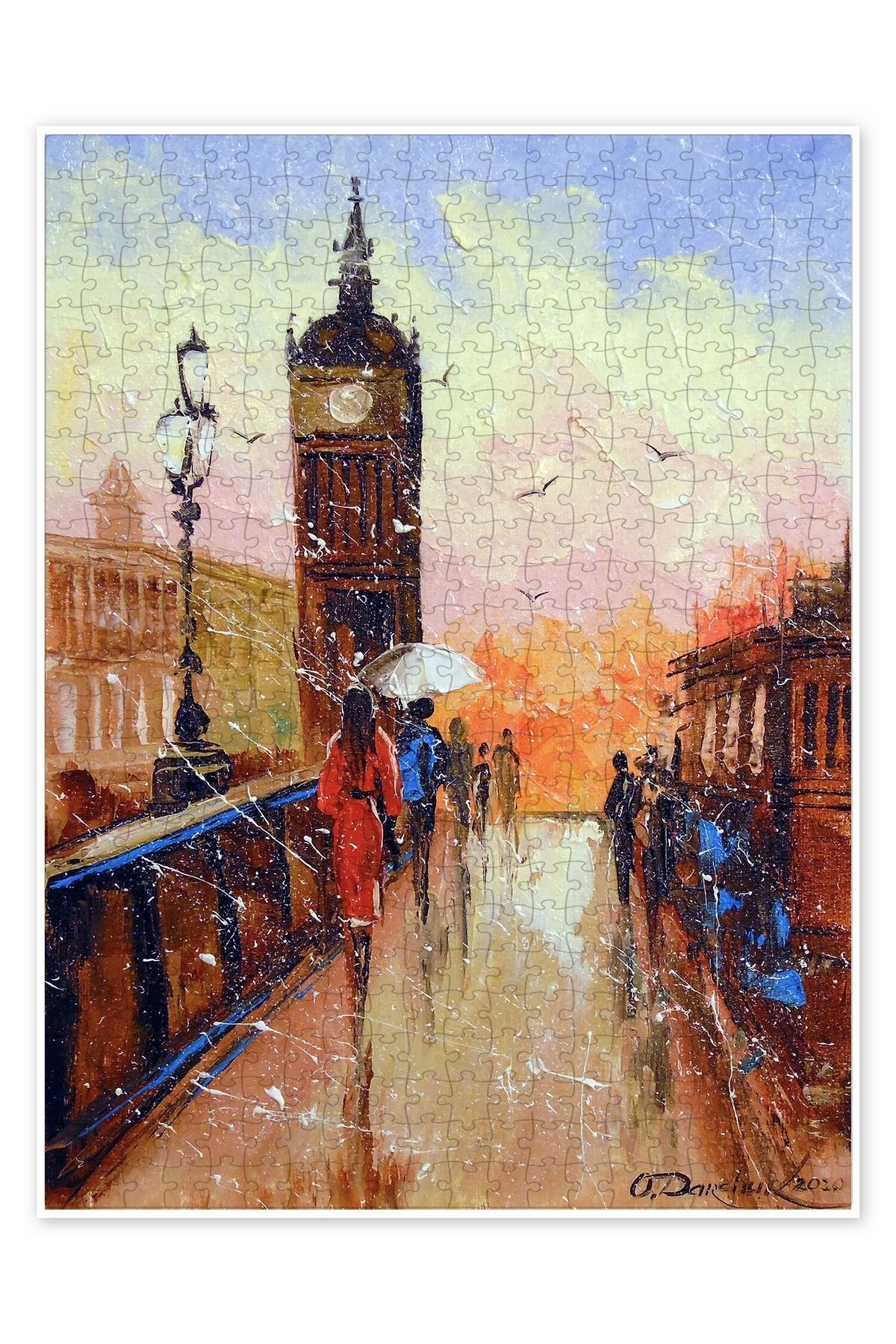 Jeronkarji Londra'da yürüyüş 500 Parça Puzzle Yapboz Şehir Manzara Temalı Hobilik