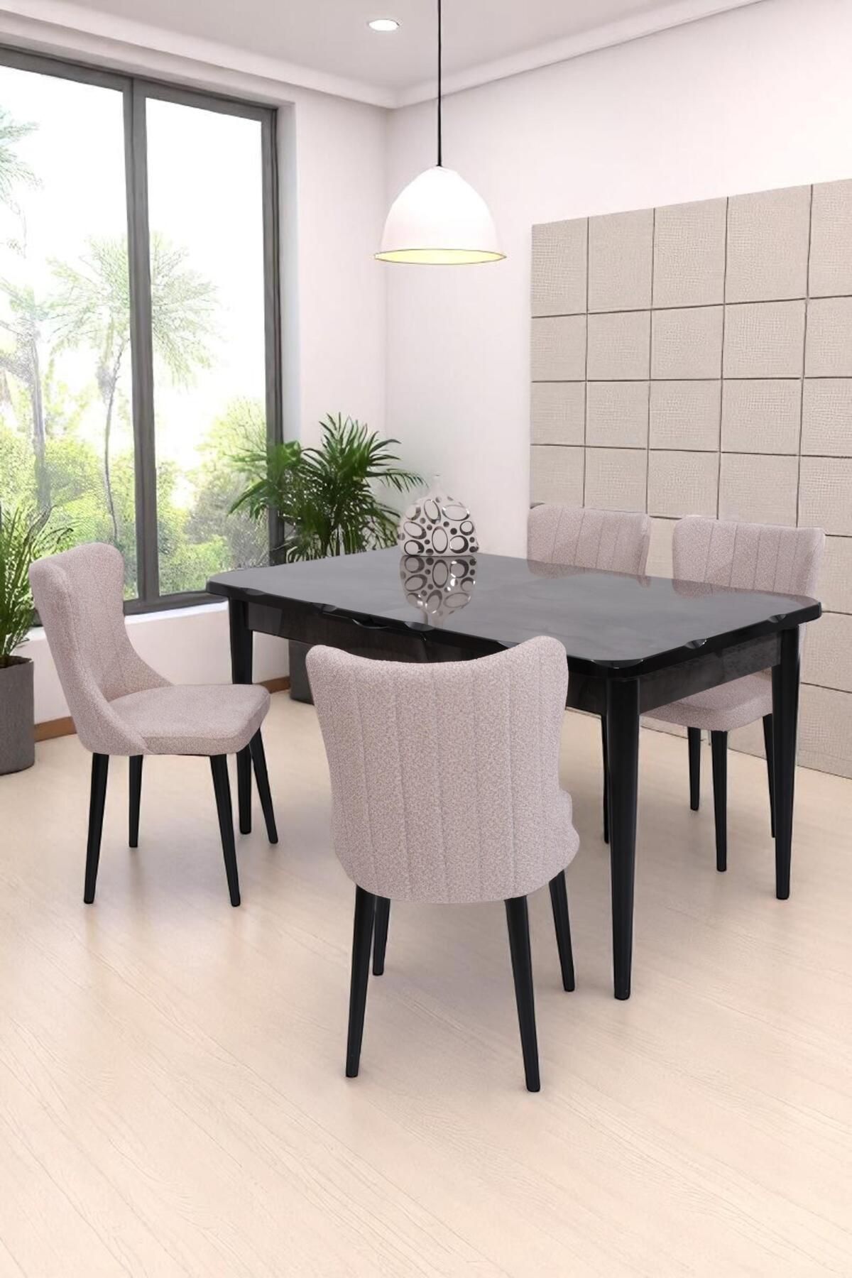 Erezogulları Mobilya Duru Tuna Mdf Lak Panel Açılır Yemek Masa Takımı 90x160