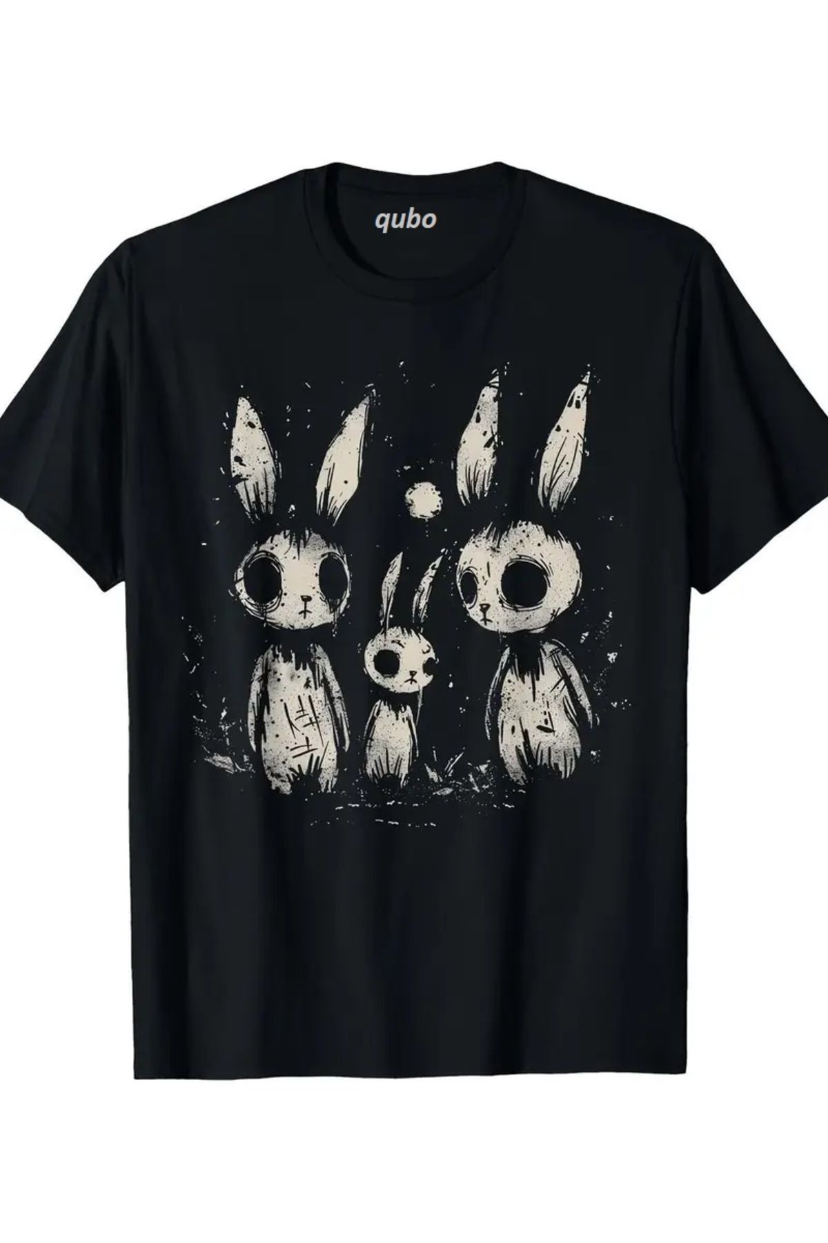 qubo sportswear & company qubo Unisex Oversize Baskılı Pamuklu Bisiklet Yaka Kısa Kollu SİYAH T-shirt