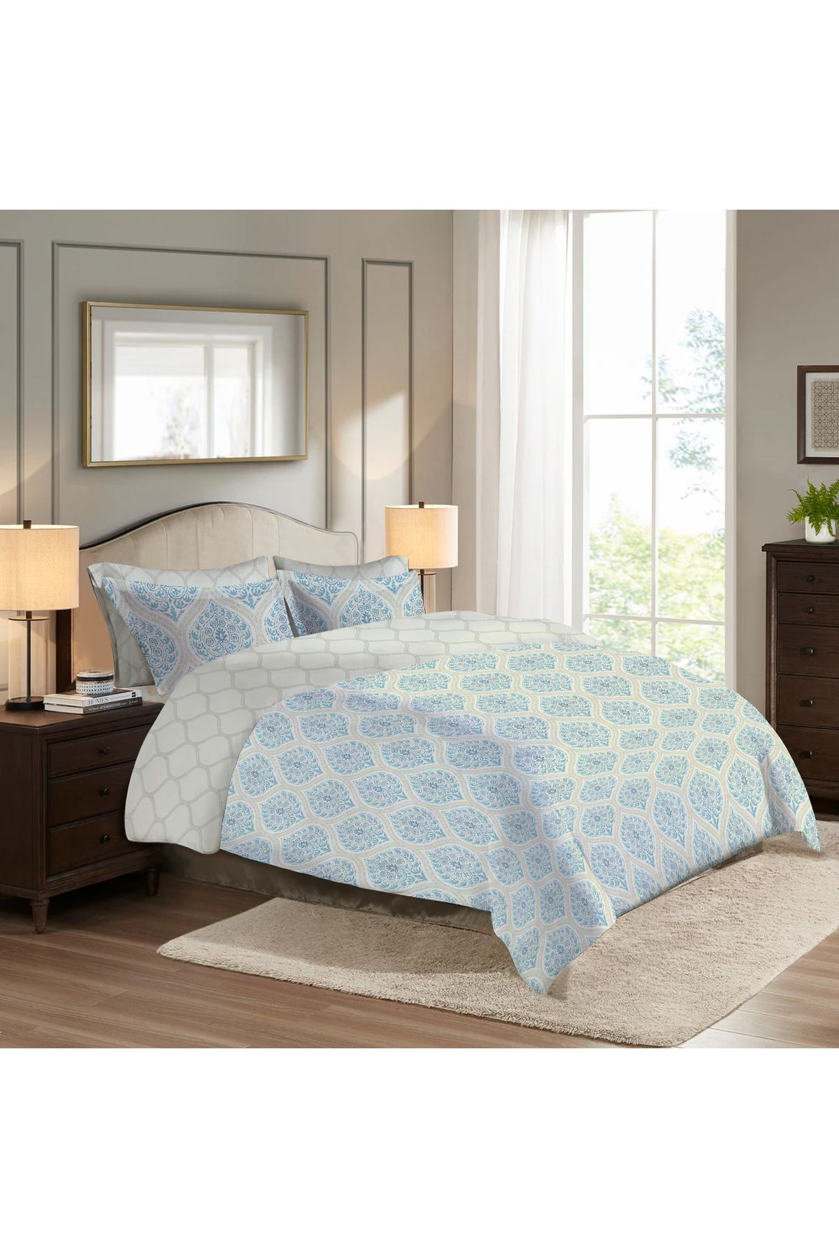 VARESSA-Farisa Multicolor Print Duvet Set, Single, Double, 5 Piece Set 2