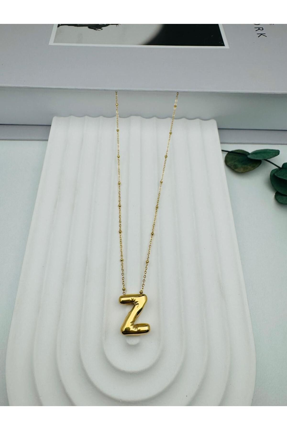 nerede bulurum Balon (Z) Harf Çelik Kolye (Gold) KLY 0106-14
