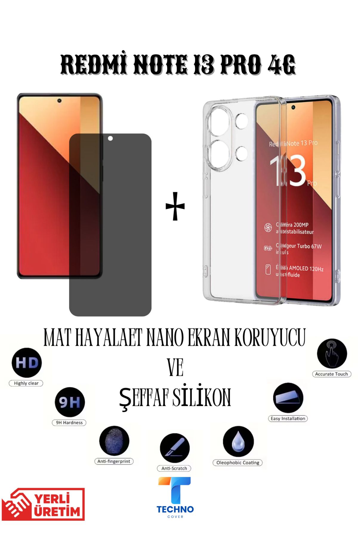 foxpower Redmi Note 13 Pro 4g Mat Hayalet Nano Ekran Koruyucu Ve Şeffaf Kılıf 2li Avantajlı Paket