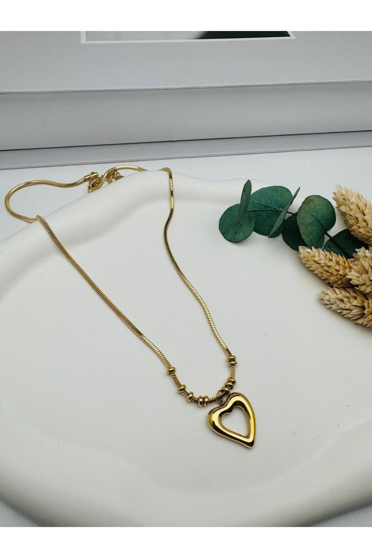 HEDİYELANDY Kalp Çelik Kolye (Gold) 0106338