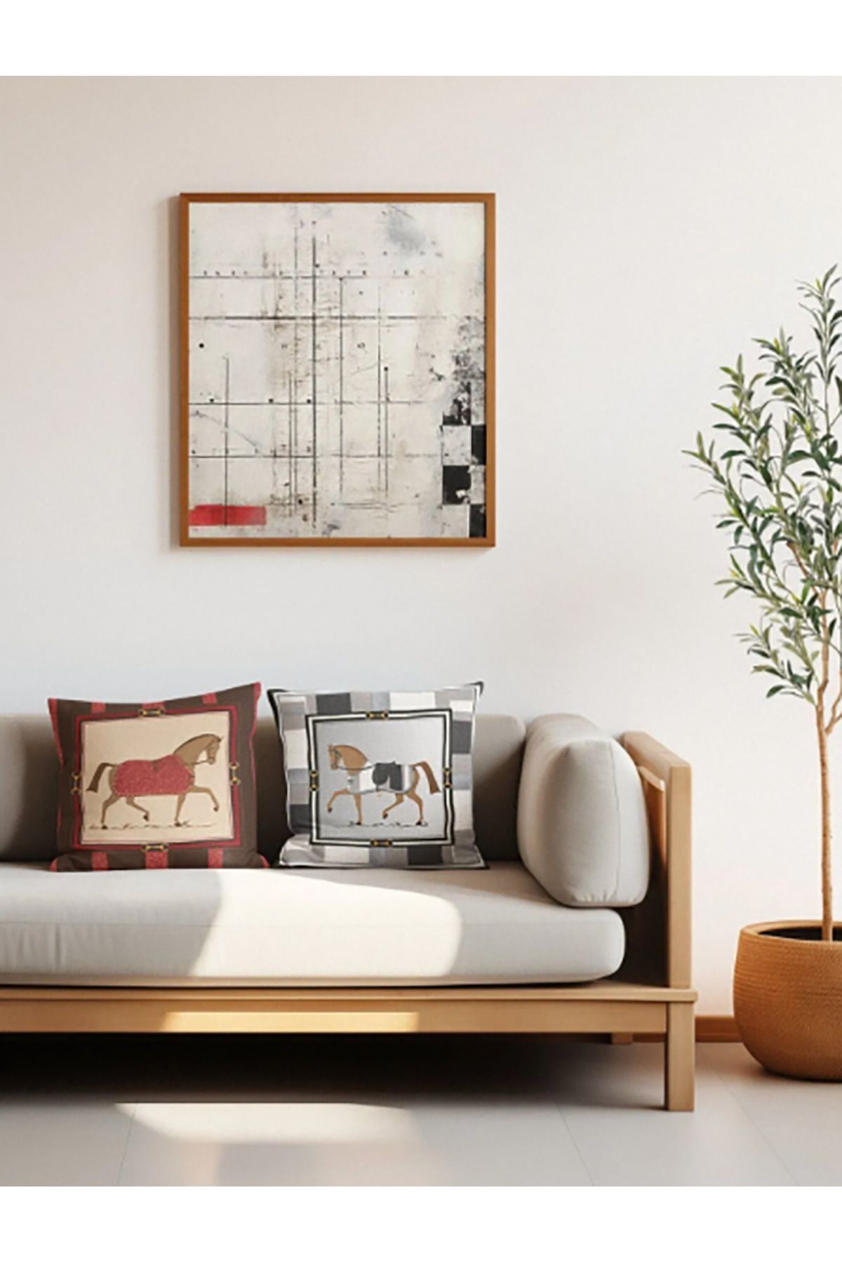 Sister Home Design Atlar 2'li Kırlent Kılıfı, Yastık Kılıfı