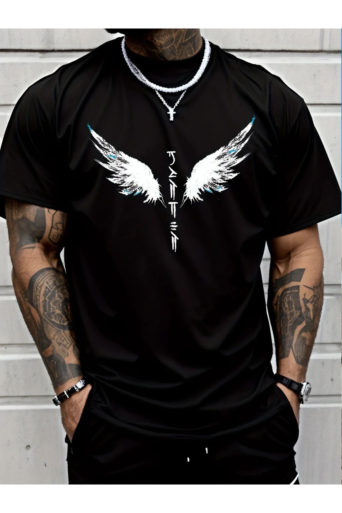 qubo sportswear & company qubo Unisex Oversize Baskılı Pamuklu Bisiklet Yaka Kısa Kollu SİYAH T-shirt