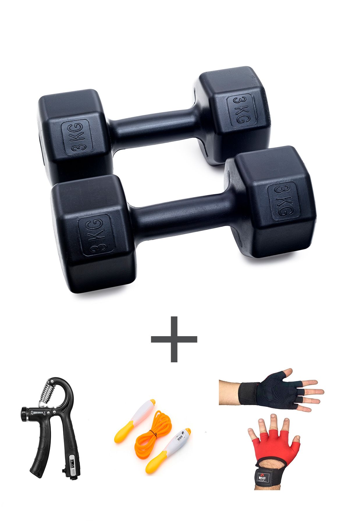 Besinistanbul PS SPOR 3 KG DAMBIL SET(3KG 2 ADET DAMBIL) +BODY ELDİVEN SAYAÇLI AYARLANABİLİR EL YAYI VE ATLAMA İPİ