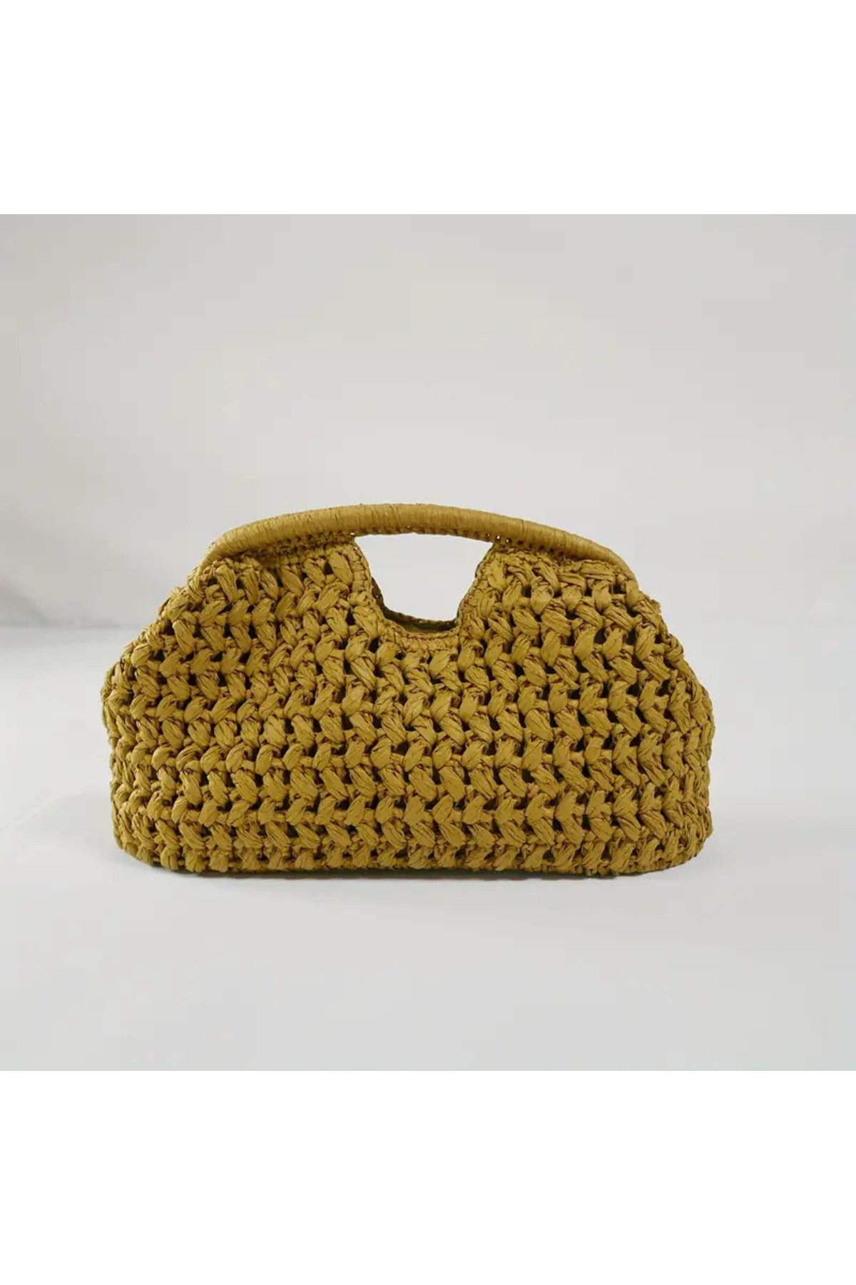 NeednStore Kadın Mango Design Hasır Dokuma Astarlı Burslu Clutch El Çantası