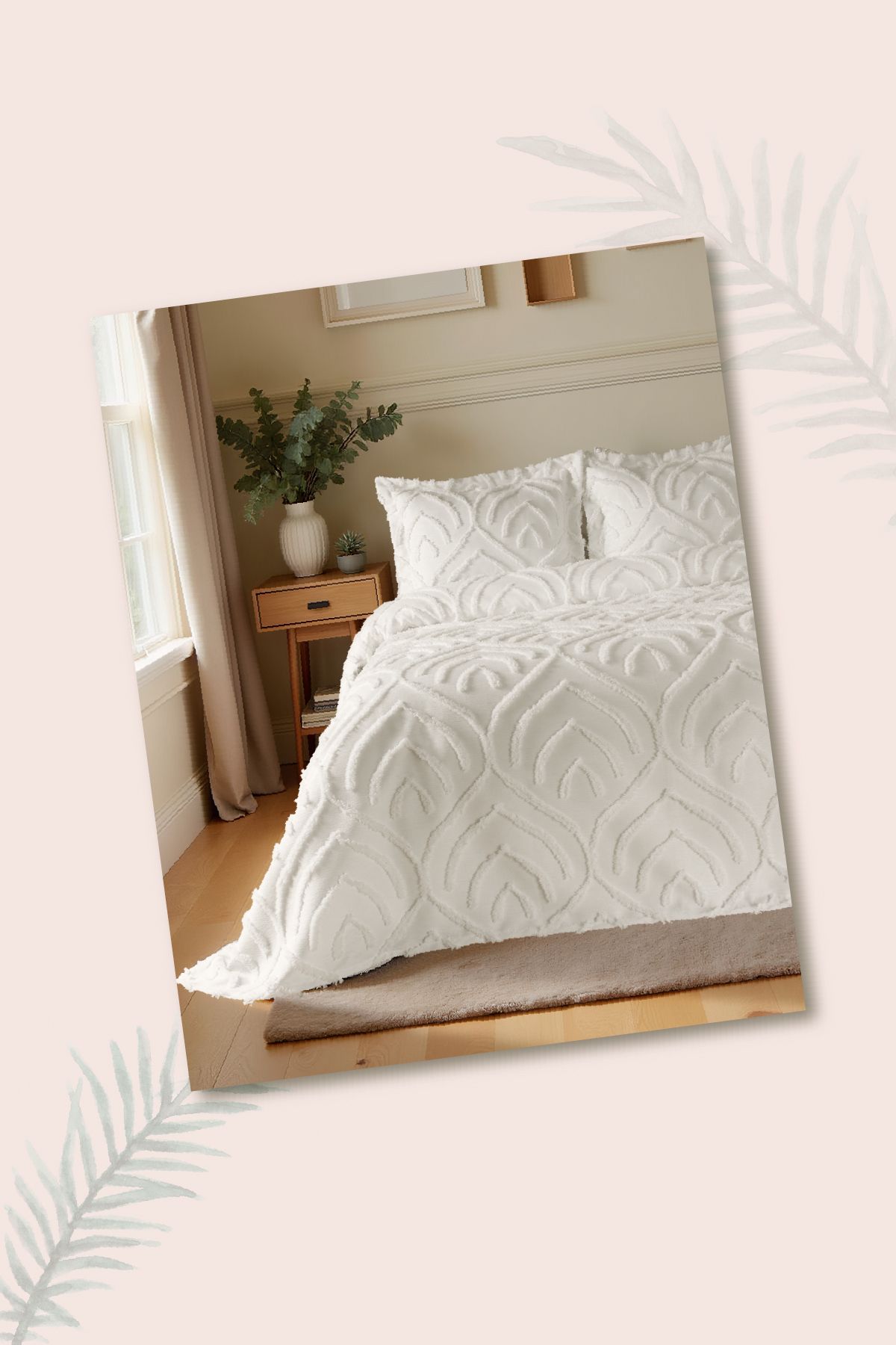 Odamoda-Jun Double Bedspread Set Ecru - Nordic Bohemian Tassel Cover Set - Stylish Box and Package 6