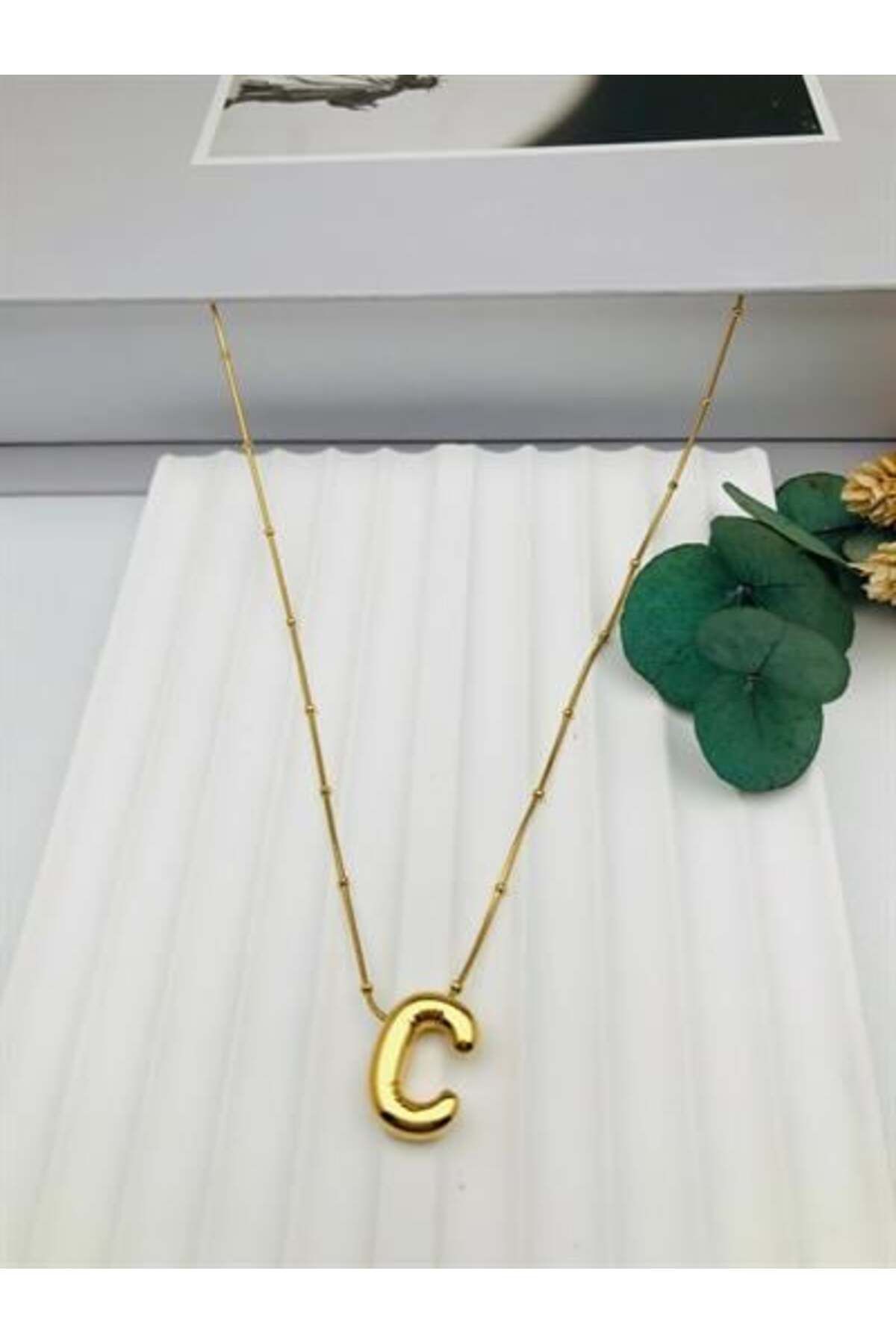 HEDİYELANDY Balon (C) Harf Çelik Kolye 45 Cm (Gold) 0106257
