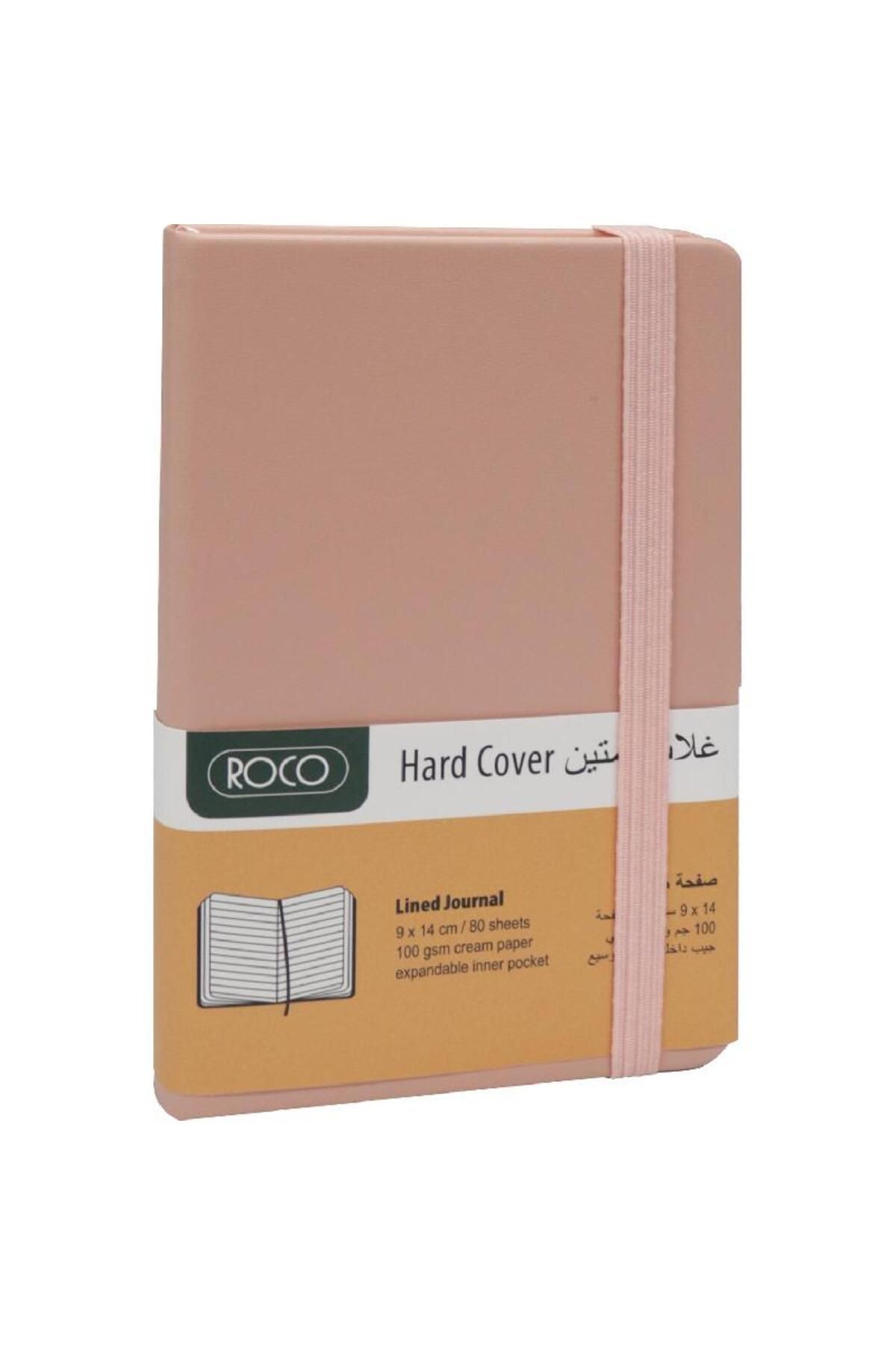 Roco-Embossed Pocket Notebook with Elastic Band – 9 x 14 cm, 160 Pages, Lined, Peach 2