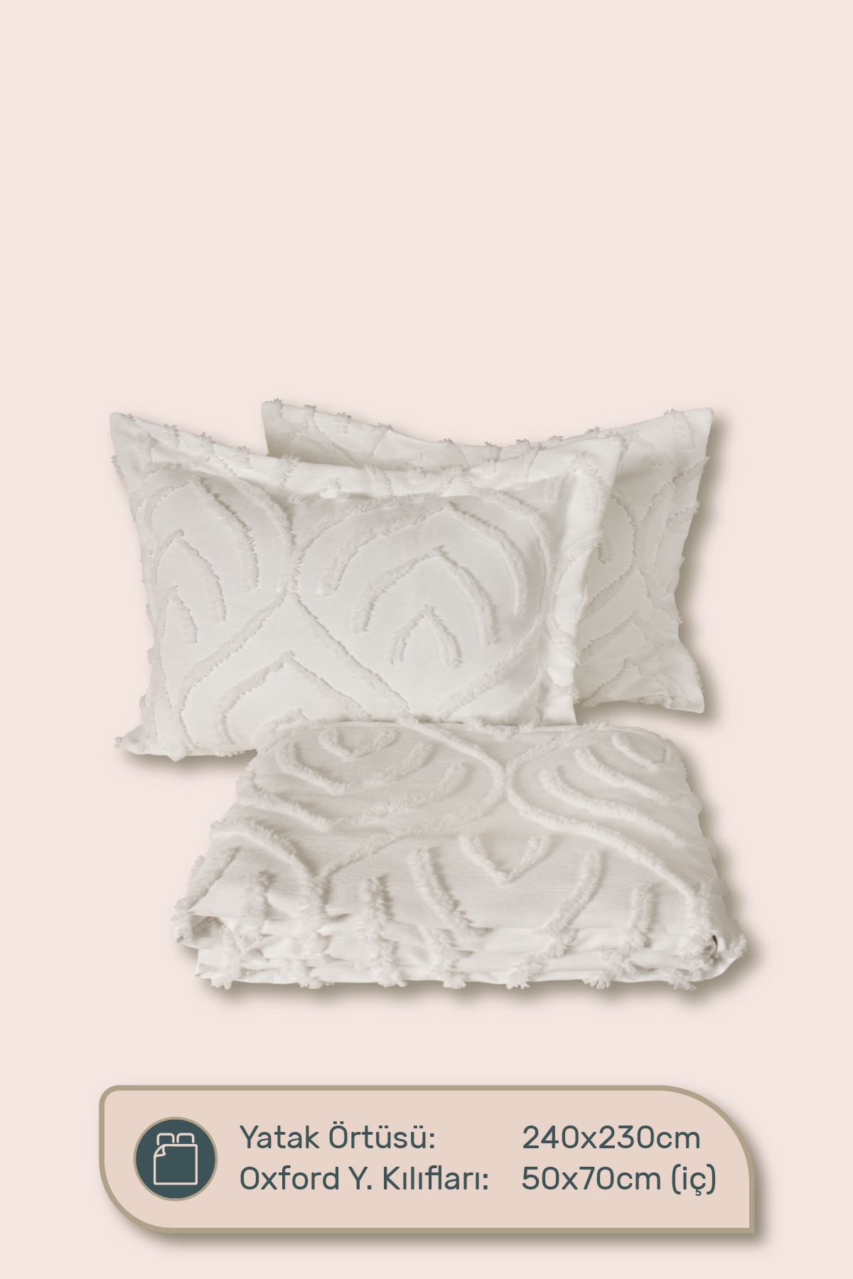 Odamoda-Jun Double Bedspread Set Ecru - Nordic Bohemian Tassel Cover Set - Stylish Box and Package 5
