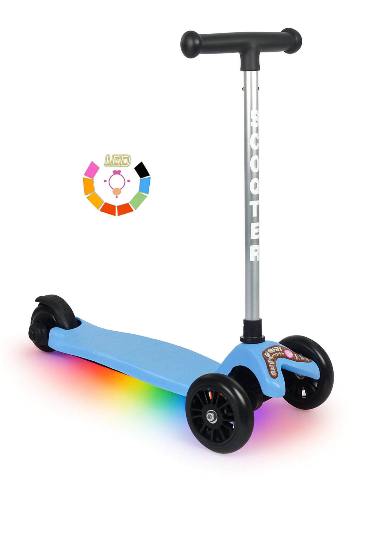 Tois LED Işıklı Lumi Scooter – Direksiyondan Yön Verilebilen, Yükseklik Ayarlı 3 Tekerlekli Çocuk Scooter
