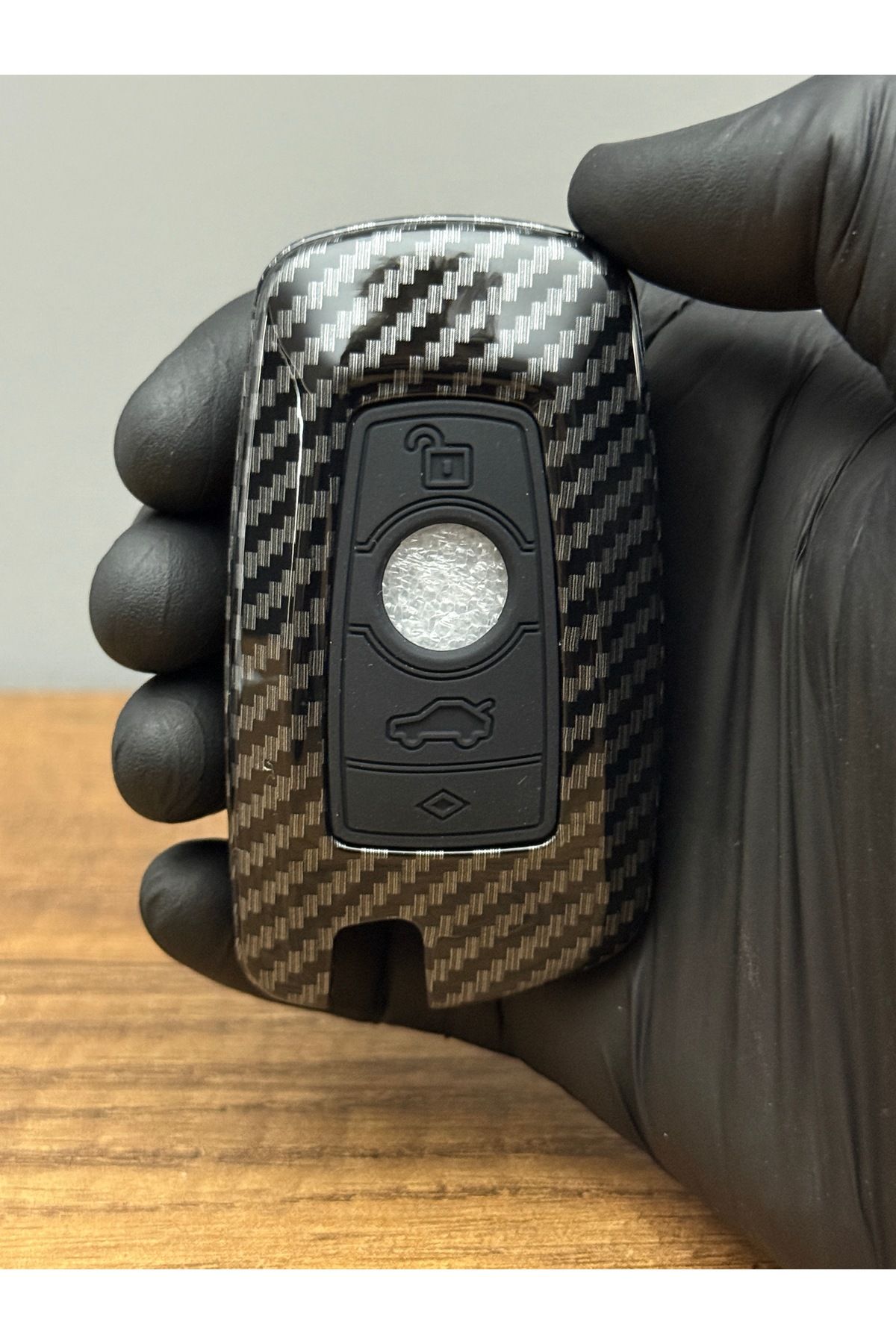 Luxe Aksesuarr Bmw F10 F15 F16 F20 F22 F30 F32 F18 F25 X1 X3 X4 X5 M3 3 Düğmeli Karbon Fiber Anahtar Koruma Kılıfı