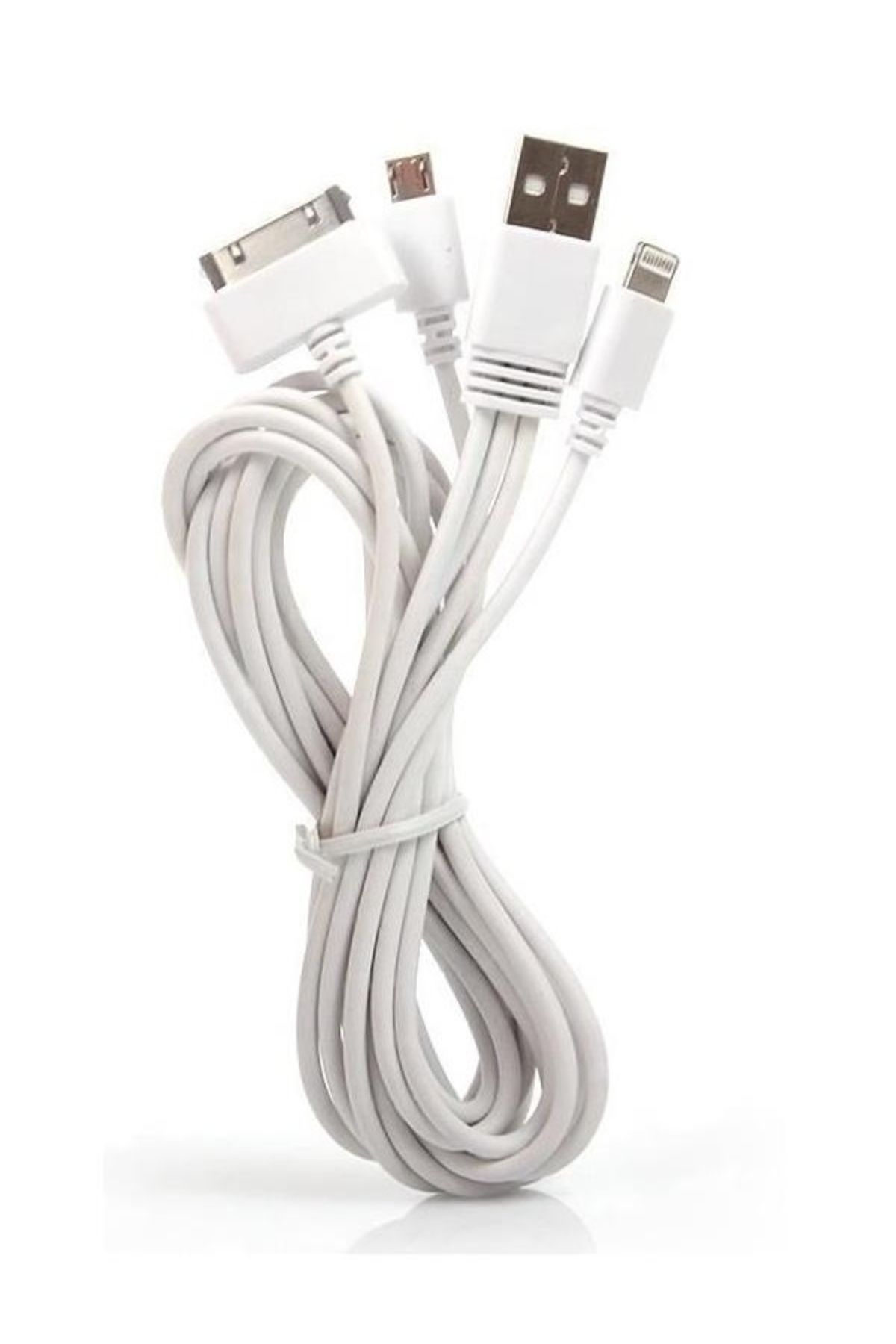 Zilevo 3in1 Çoklu Şarj Kablosu Micro USB 8Pin Lightning 30Pin Apple Uyumlu 1 Metre