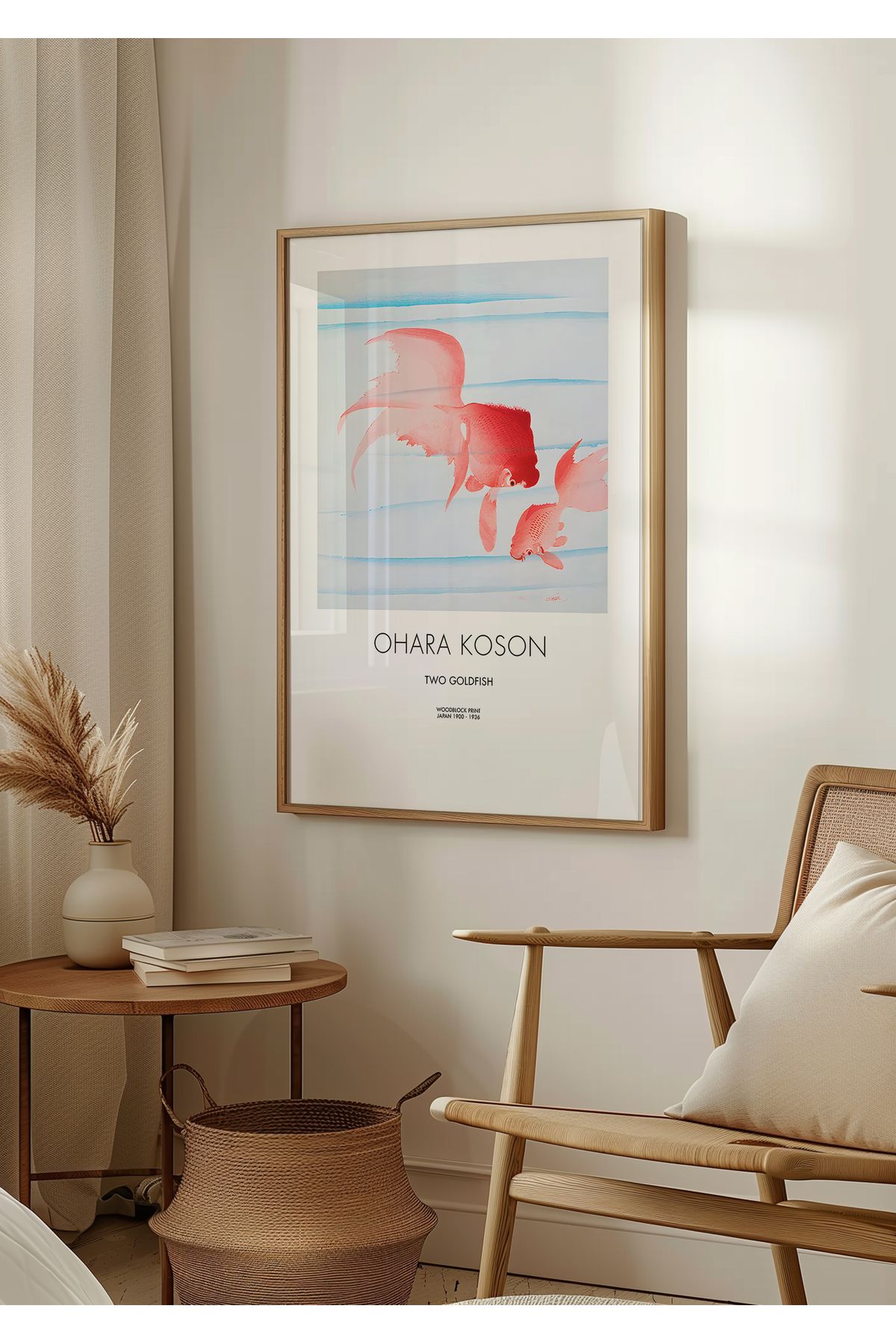 Home Ohara Koson Two Goldfish, Oturma Odası Dekoru, Salon Dekoru Çerçevesiz Poster