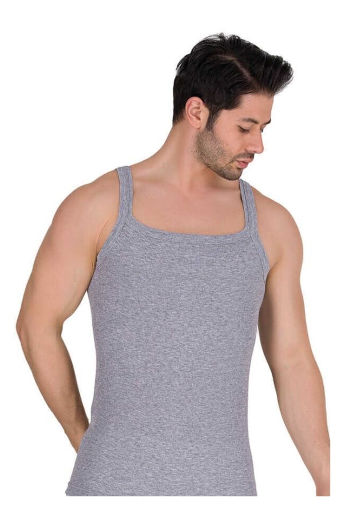 kit iç giyim Berrak Tekli Kaşkorsa İnce Askılı Erkek Atket