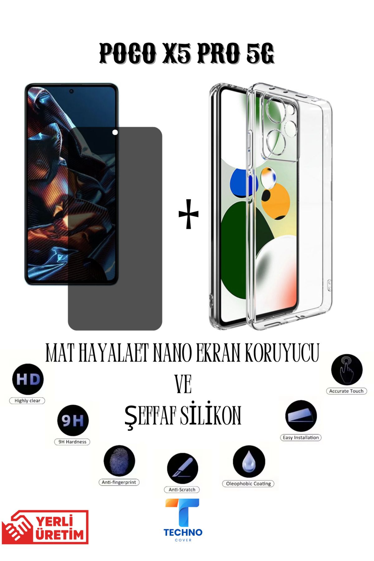 foxpower Poco X5 Pro 5G Mat Hayalet Nano Ekran Koruyucu vemŞeffaf Kılıf 2li Avantajlı Paket