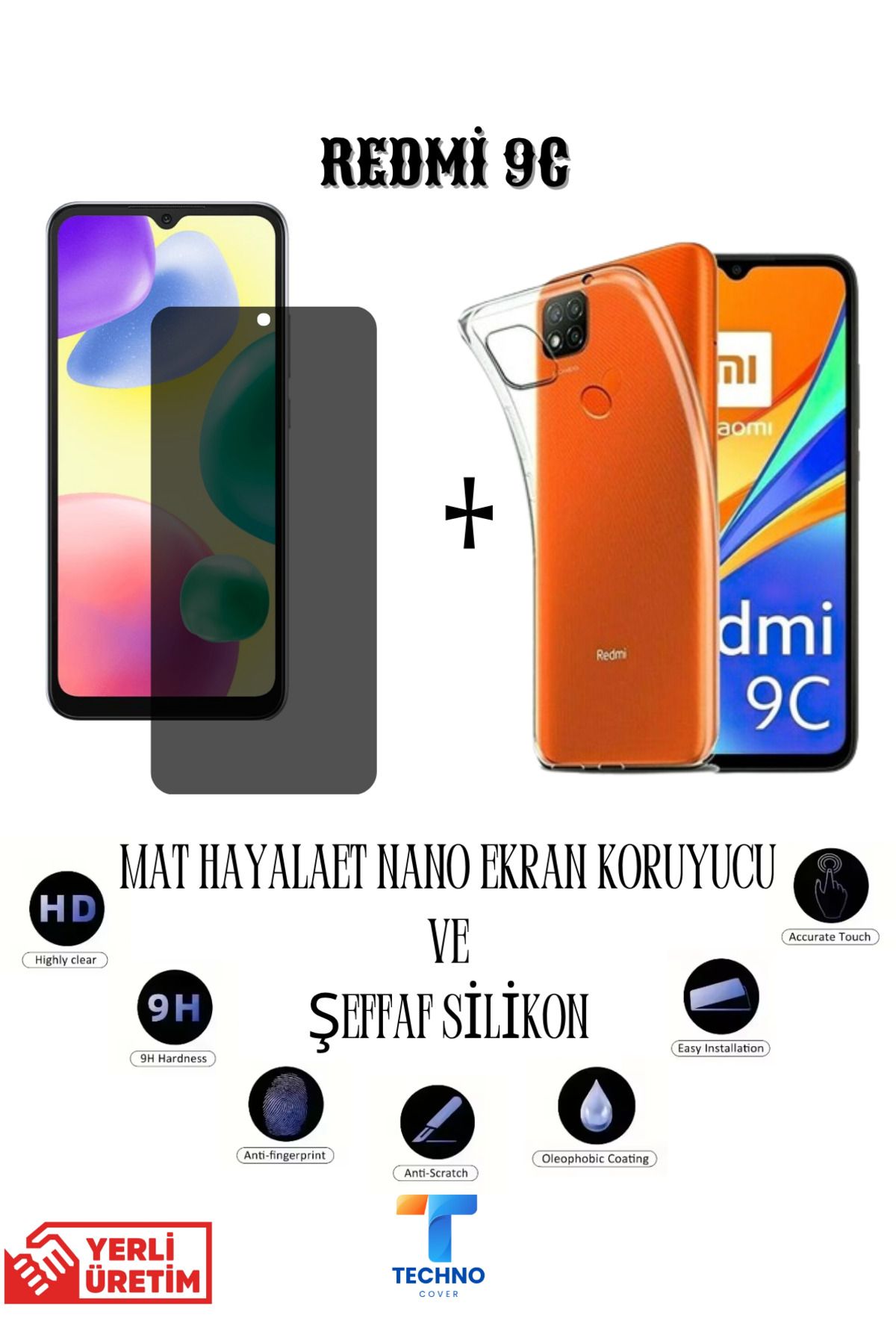 foxpower Redmi 9c Mat Hayalet Nano Ekran Koruyucu Ve Şeffaf Kılıf 2li Avantajlı Paket