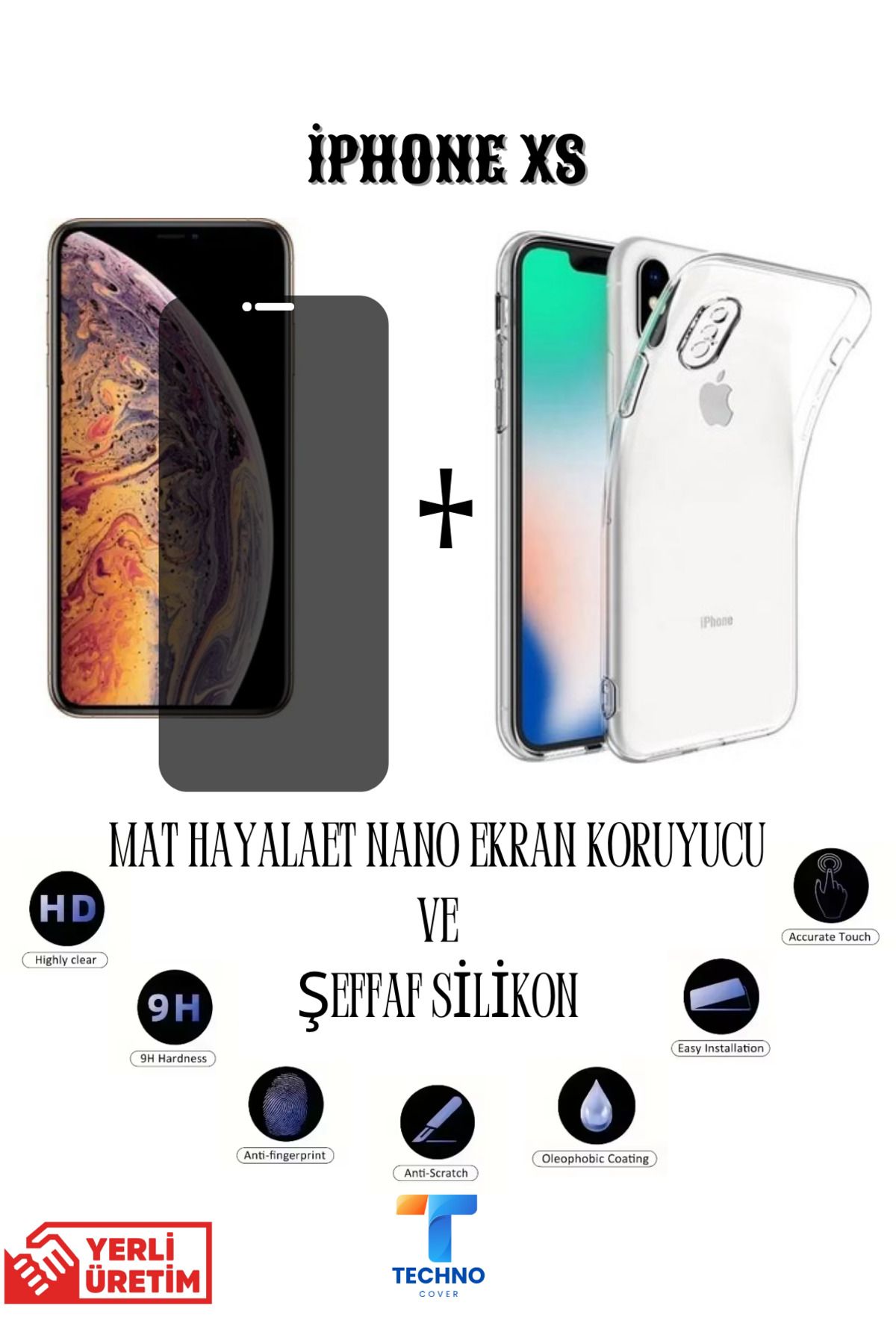 foxpower İphone Xs Mat Hayalet Nano Ekran Koruyucu vemŞeffaf Kılıf 2li Avantajlı Paket