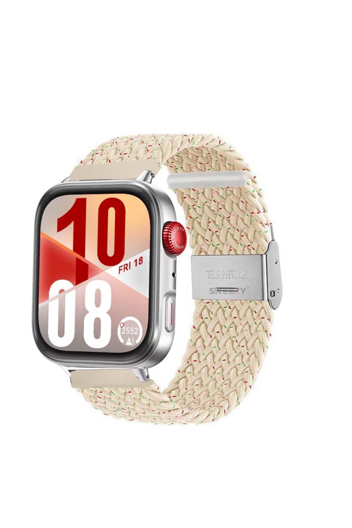 Sneezy Huawei Watch Fit 4 Fit 4 Pro İle Uyumlu Metal Klipsli Solo Fiberlink Yumuşak Kumaş Örgü Kordon