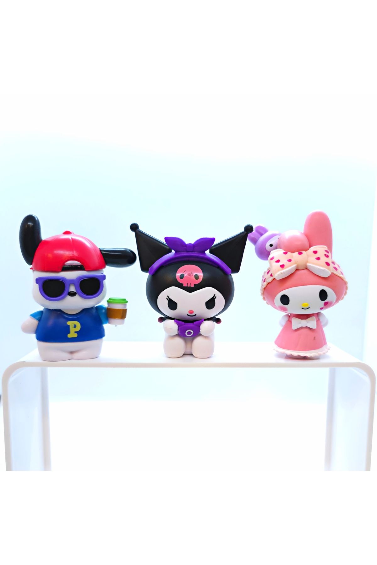 DEK Kuromi, My Melody ve Pochacco 3'lü Figür Seti - Koleksiyonluk Oyuncak Karakter Masa Süsü Hediye