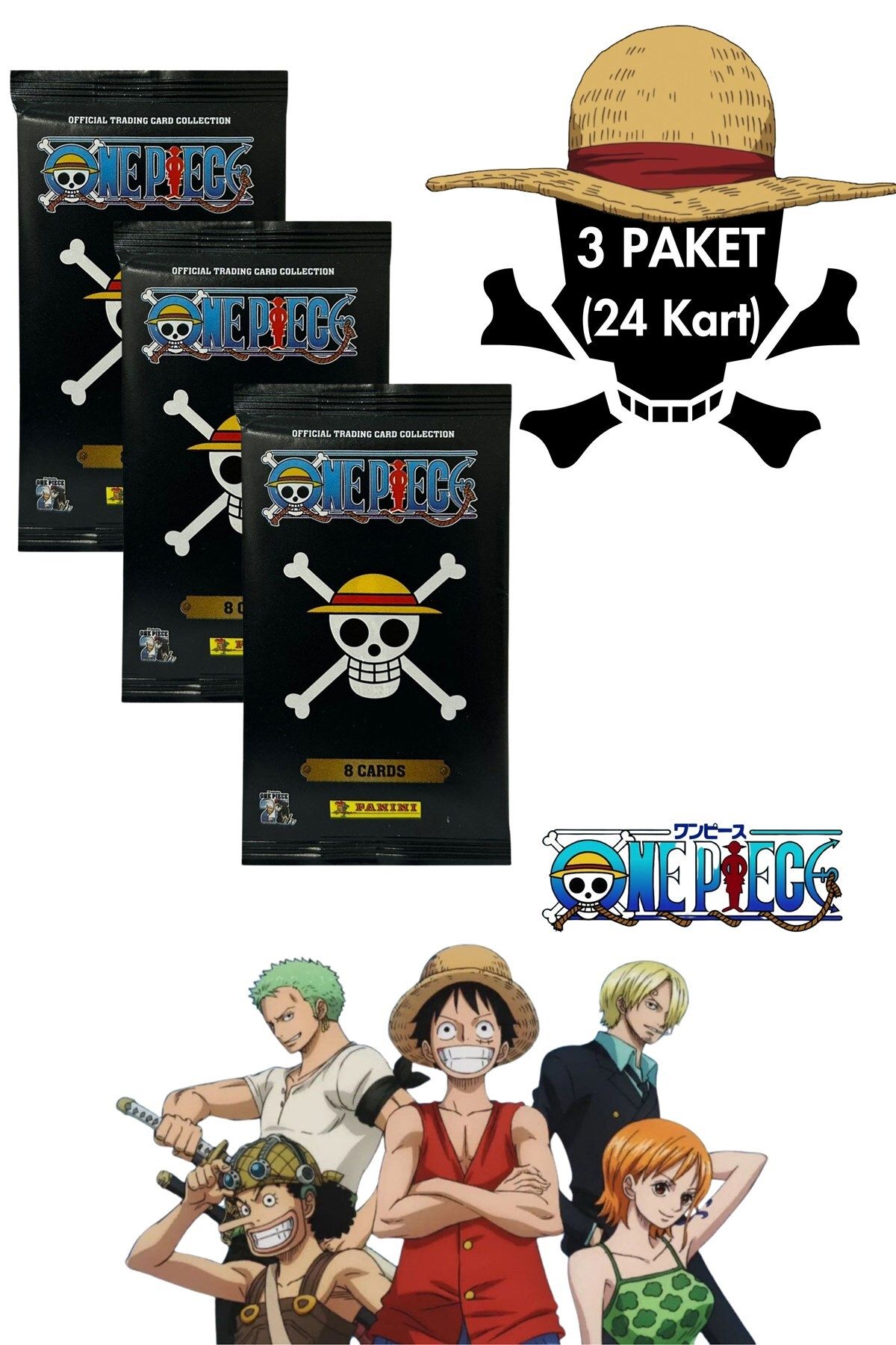 Toyika Panini One Piece Lisanslı Orijinal Trading Kartları Cards Koleksiyonluk 8li x 3 Paket