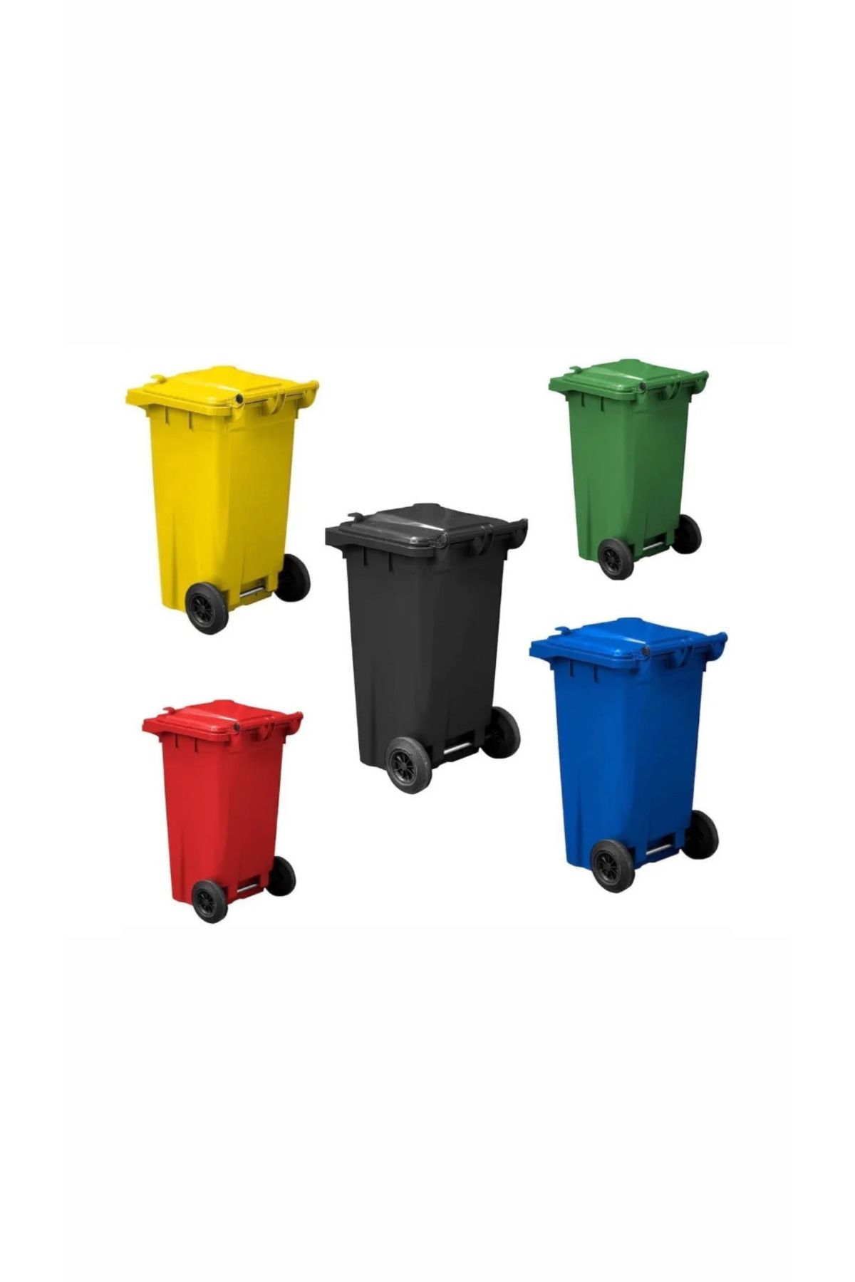 ELCY 5 Adet 120 LT Tüm Renkler Plastik Çöp Konteyneri 120 LT Isıya Karşı Dayanıklı