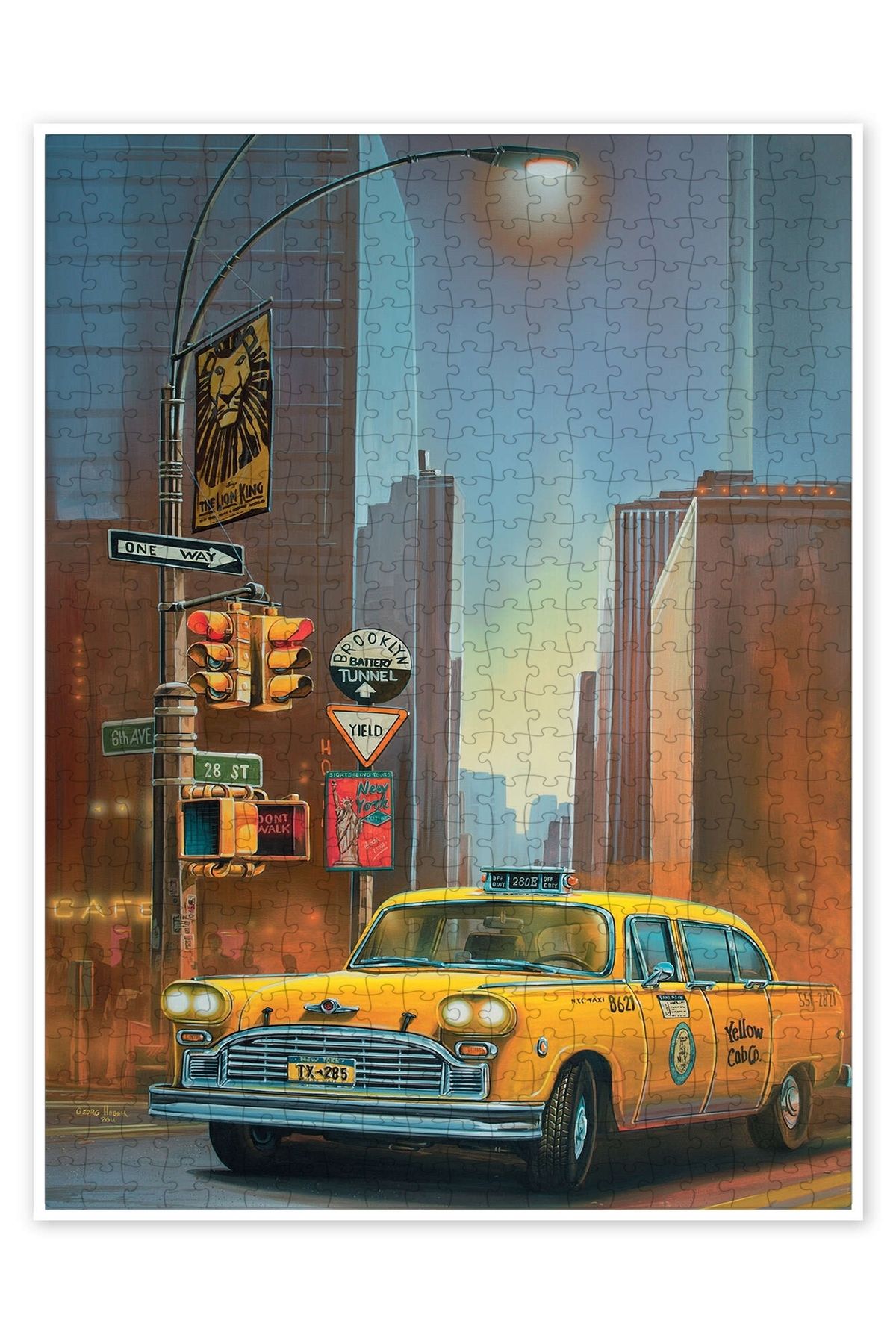 Jeronkarji New York'ta Sarı Taksi 500 Parça Puzzle Yapboz Şehir Manzara Temalı Hobilik