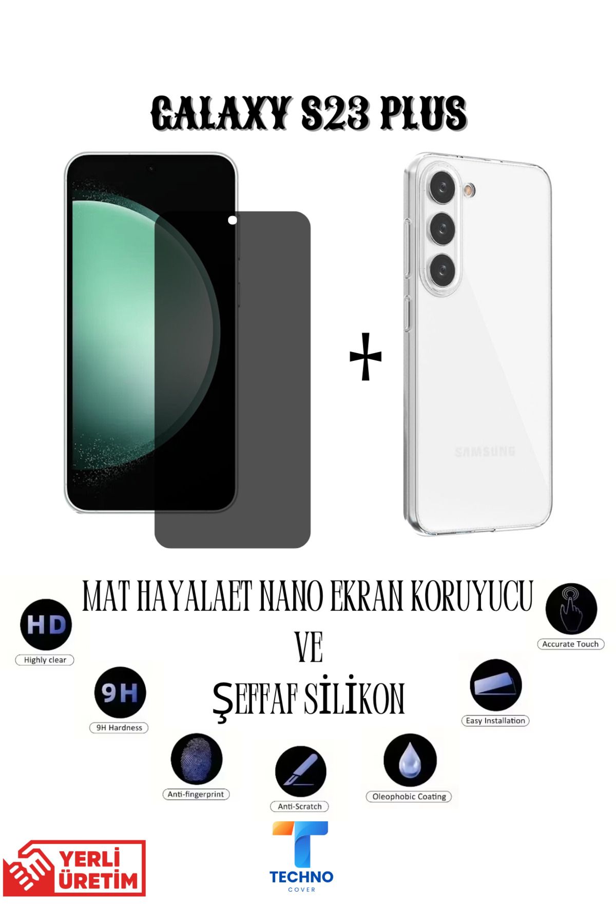 foxpower Samsung S23 Plus Mat Hayalet Nano Ekran Koruyucu Ve Şeffaf Kılıf 2li Avantajlı Paket
