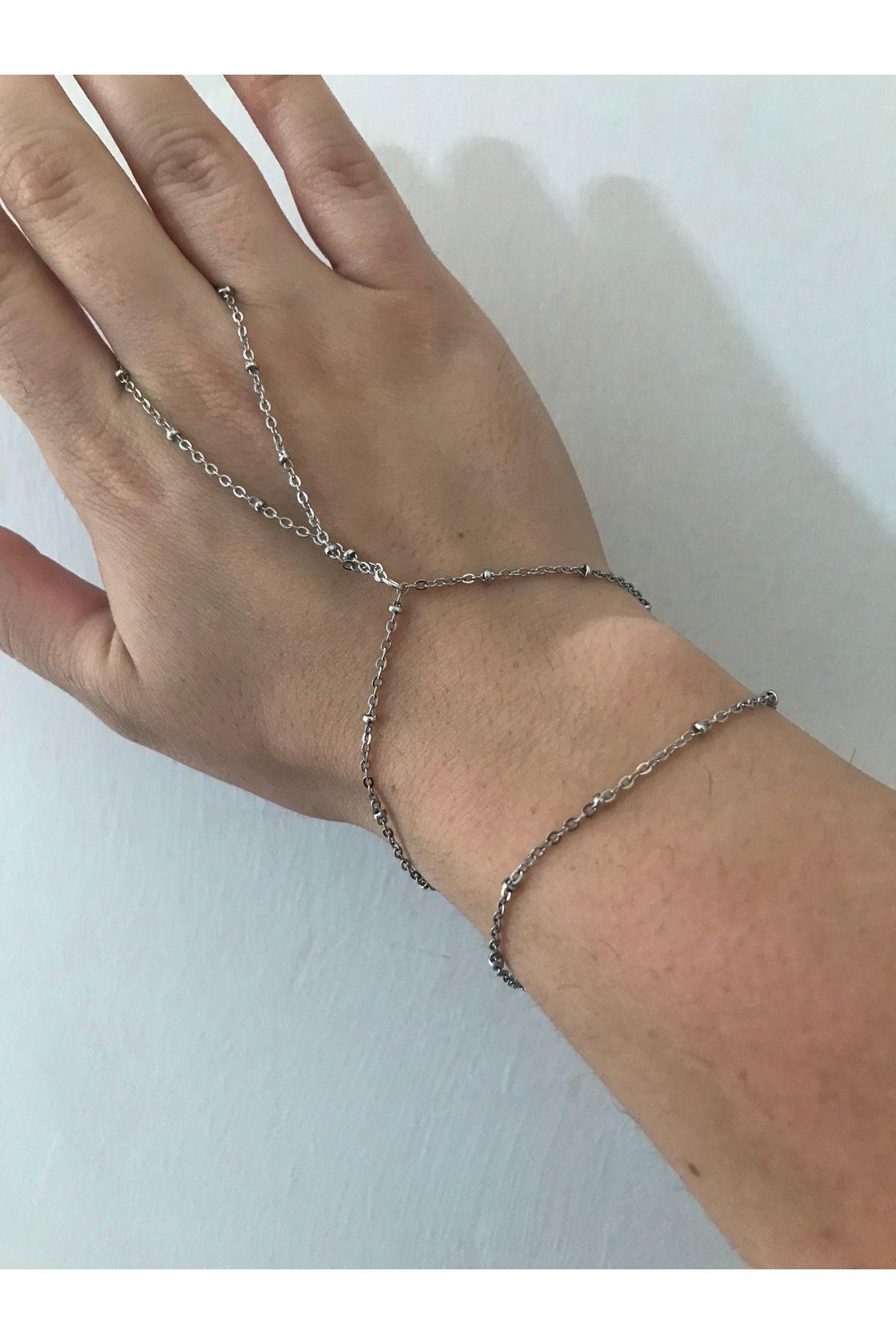 shop GÜMÜŞ RENK (SİLVER) ZİNCİR DETAYLI PARLAK ŞAHMERAN AYARLANABİLİR