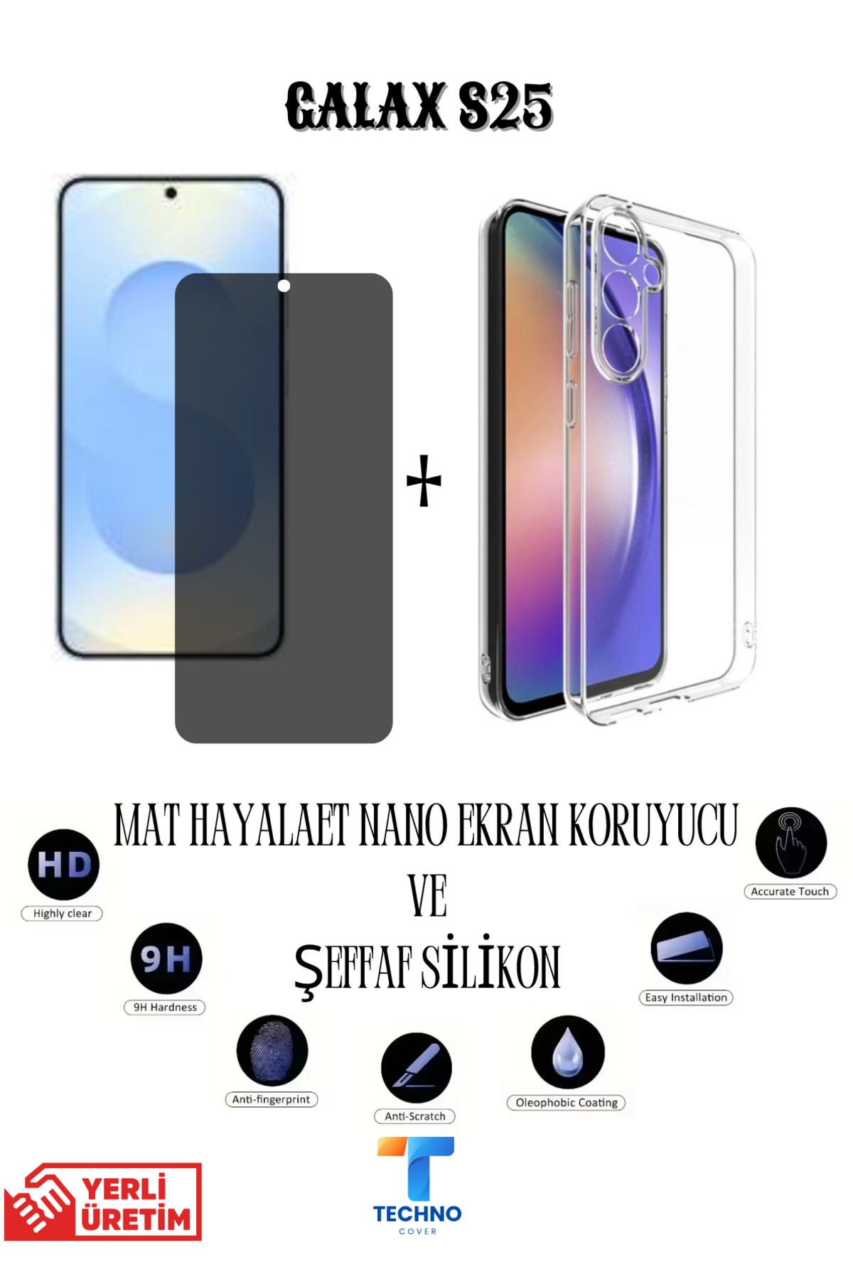 foxpower Samsung S25 Mat Hayalet Nano Ekran Koruyucu ve Şeffaf Kılıf 2li Avantajlı Paket