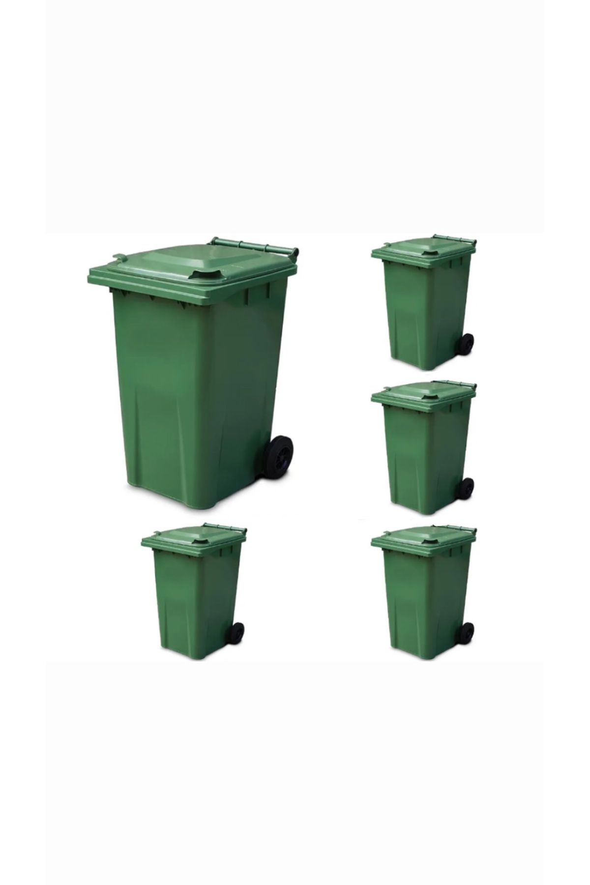 ELCY 240 LT 5 Adet Yeşil Plastik Çöp Konteyneri Isıya Karşı Dayanıklı