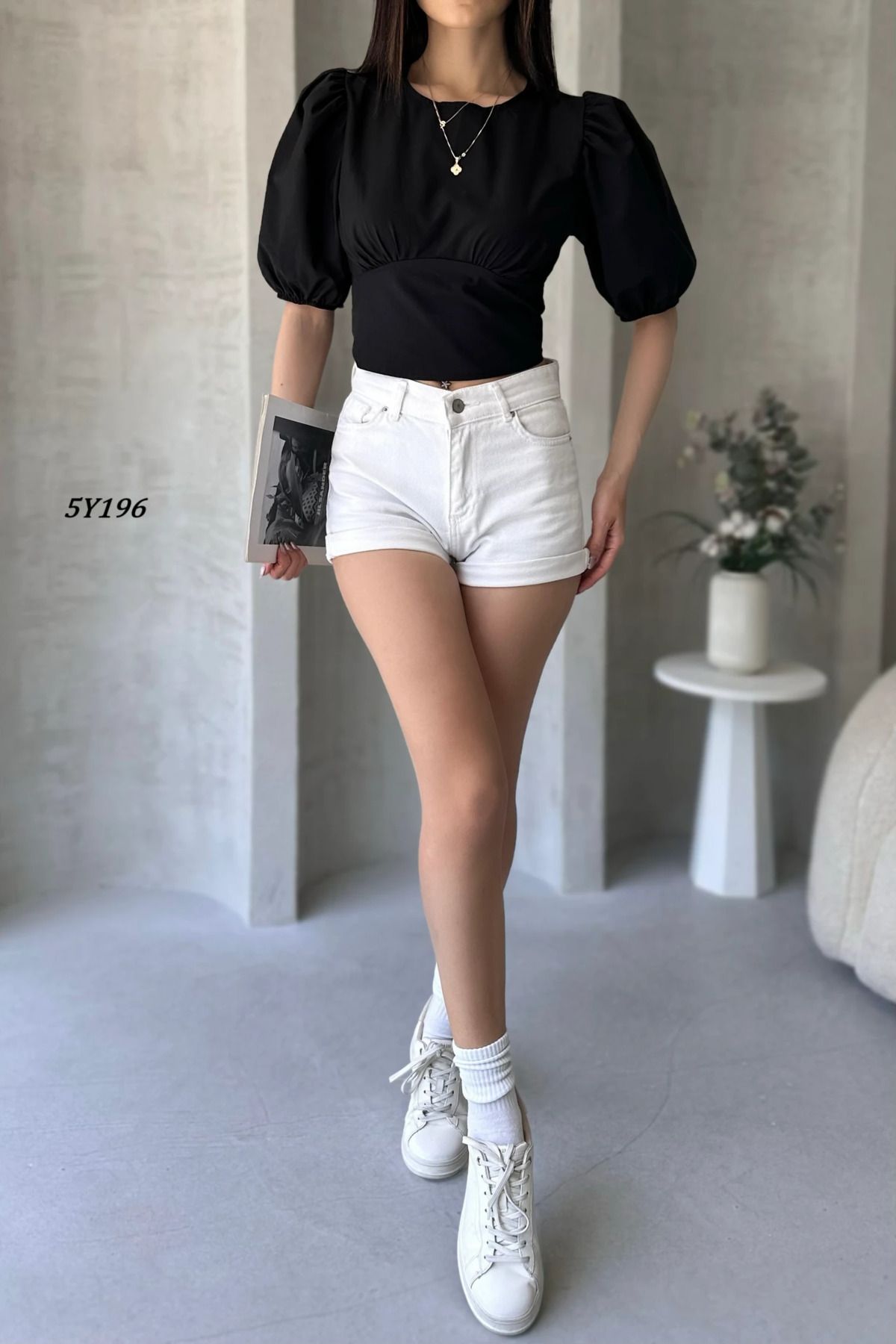 Remon Karpuz Kol Sırt Dekolteli Poplin Bluz 5Y196