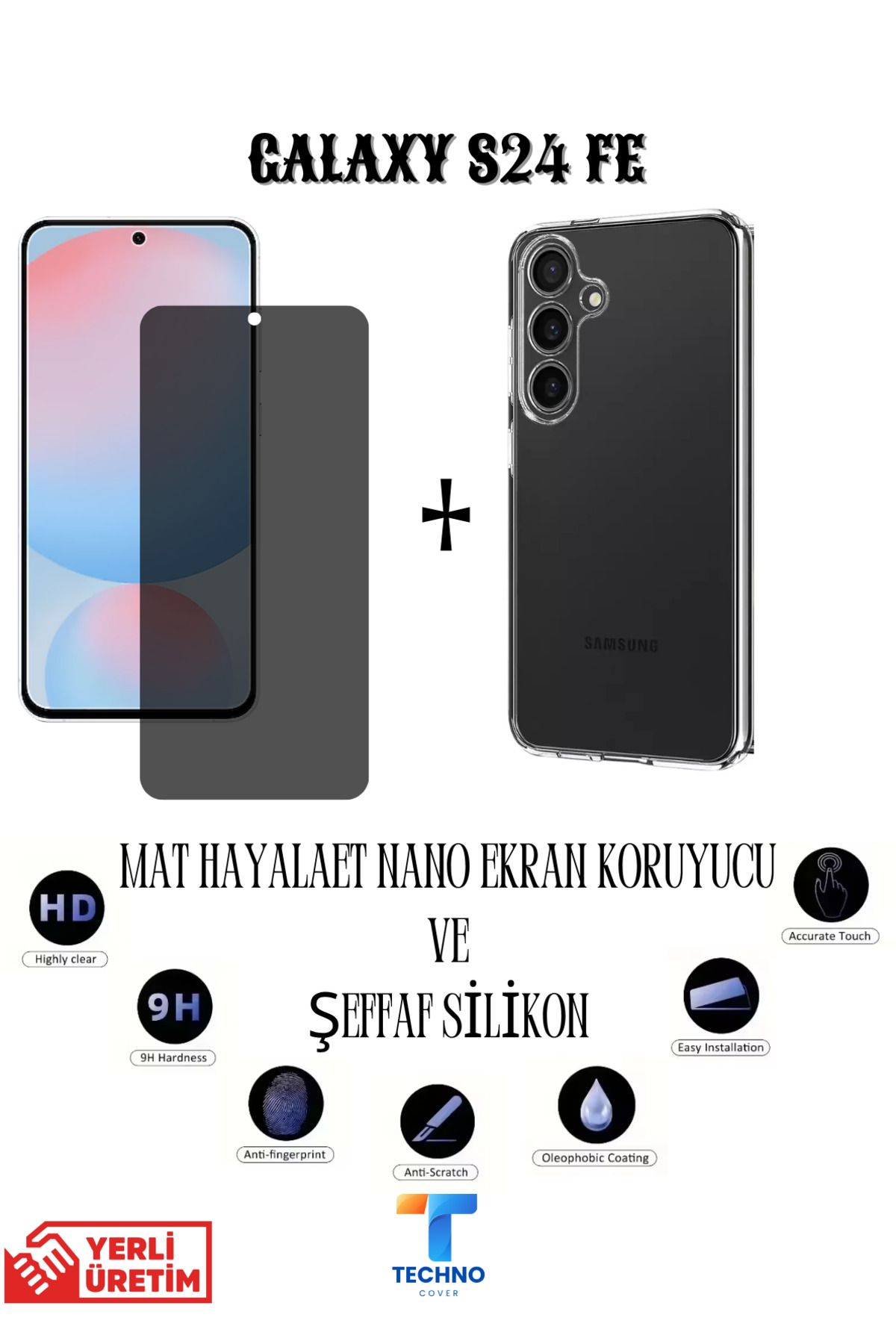 foxpower Samsung S24 Fe Mat Hayalet Nano Ekran Koruyucu ve Şeffaf Kılıf 2li Avantajlı Paket