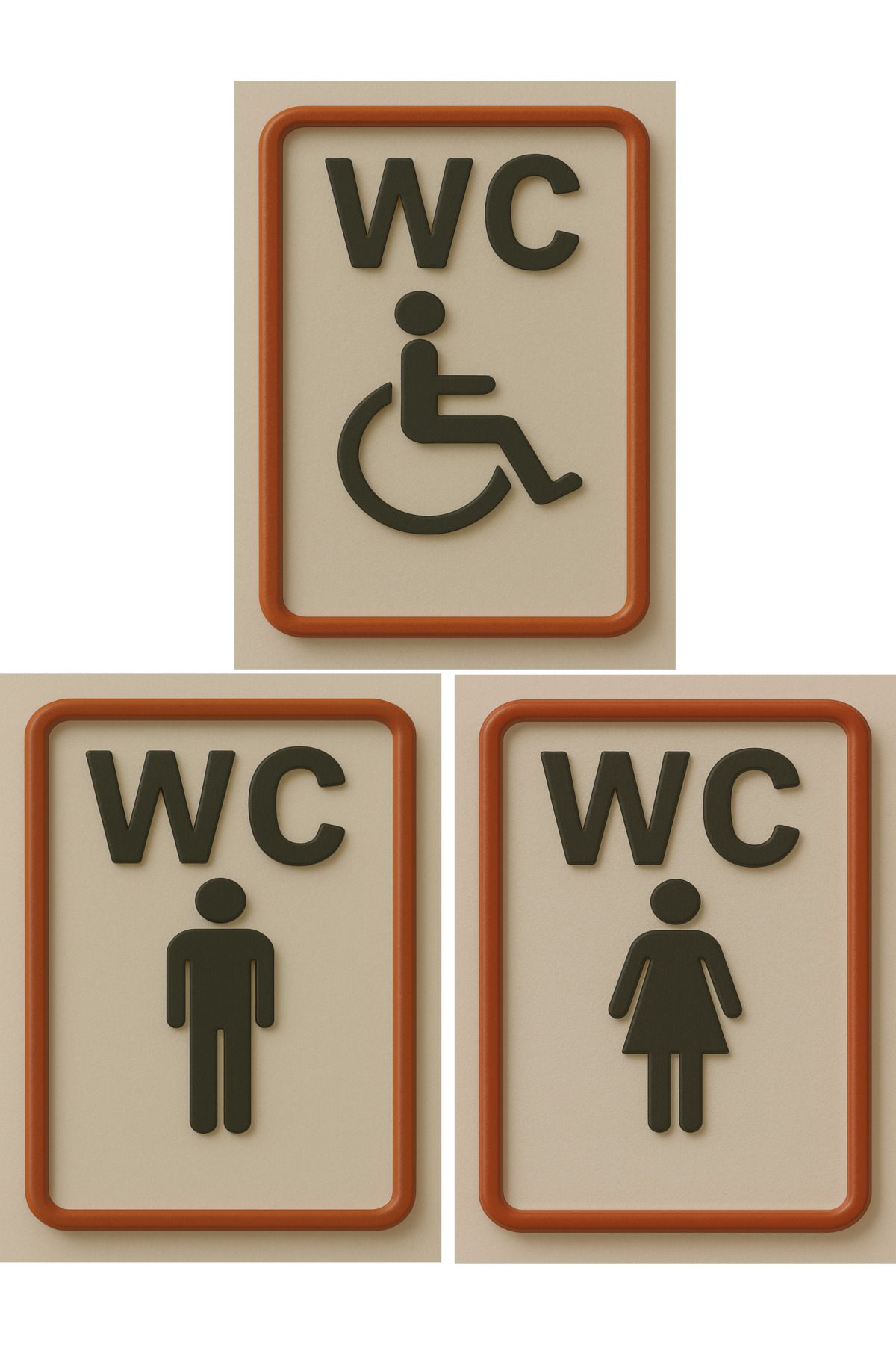 sıradışıhediyem WC 3 LÜ UYARI LEVHASI 20X15CM METAL