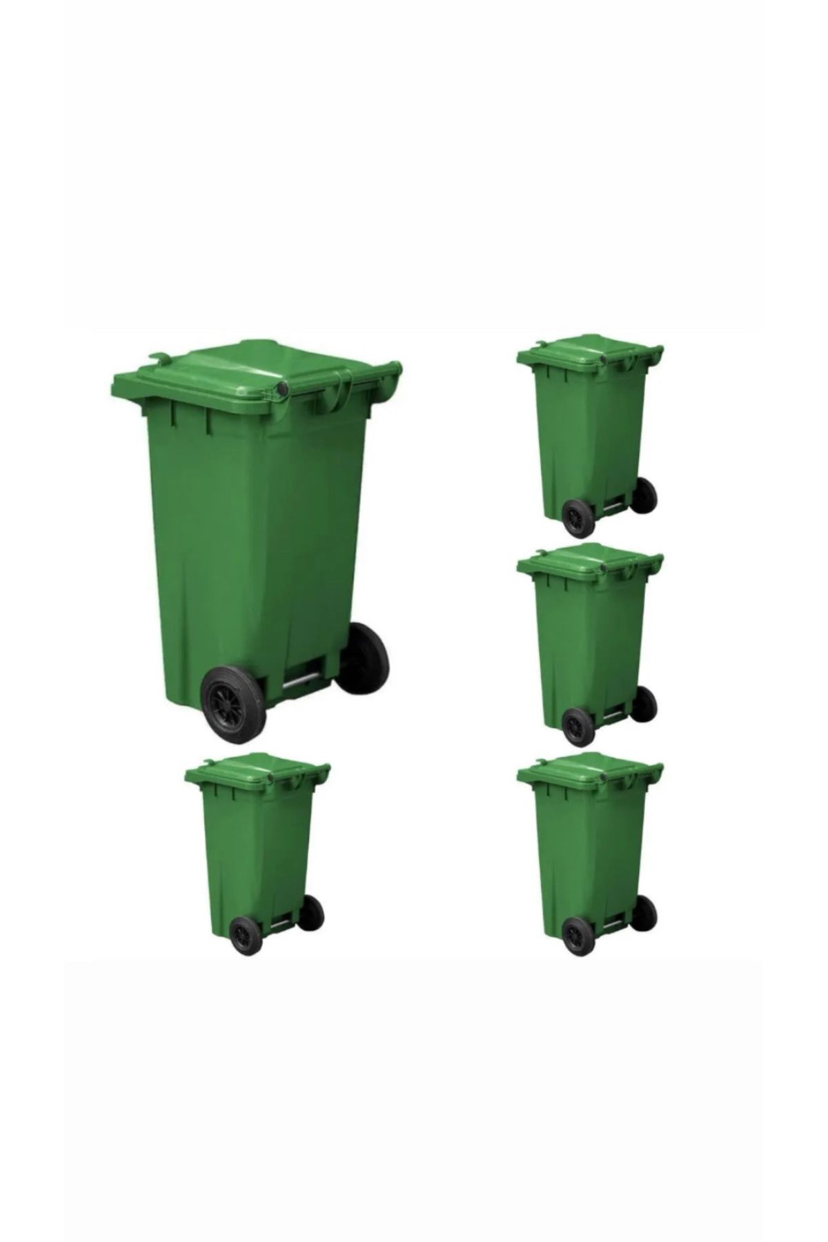 ELCY 120 LT 5 Adet Yeşil Plastik Çöp Konteyneri Isıya Karşı Dayanıklı