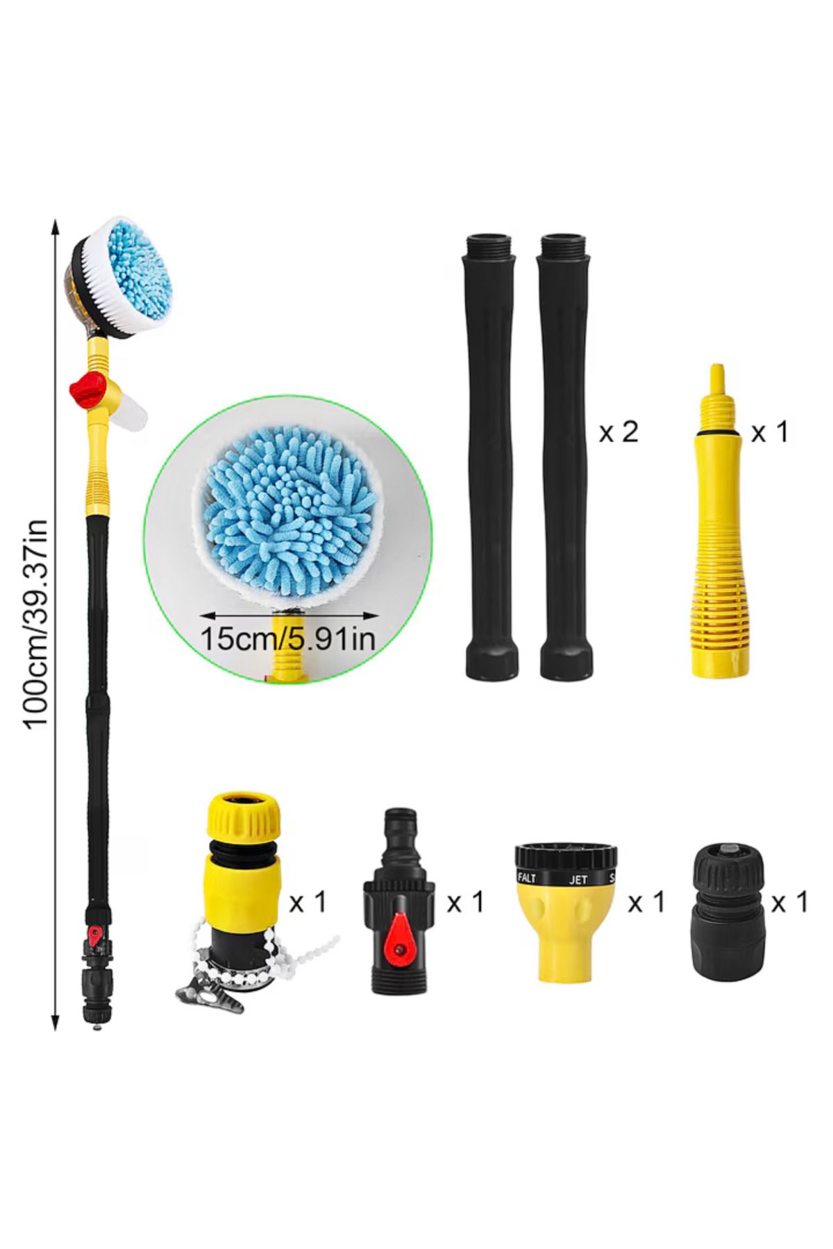 Generic-APF® Car Wash Rotating Brush – Automatic Foaming, Long Handle 100cm 12
