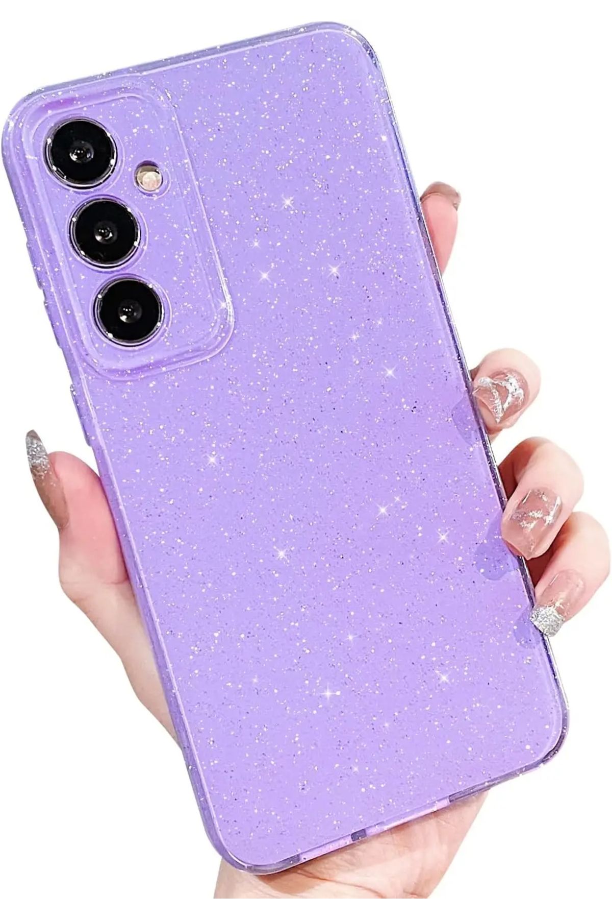 GRABONO Galaxy S24 FE Uyumlu Kamera Korumalı Parlak ve Simli Shiny Fashion Sert Silikon Kılıf