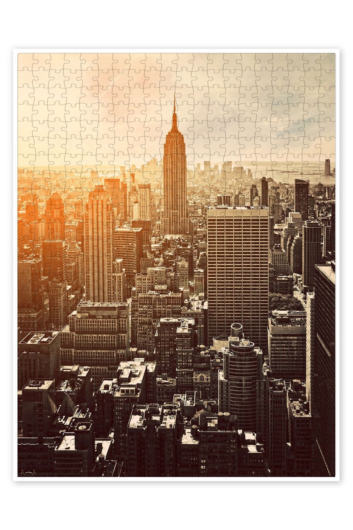 Jeronkarji Manhattan, New York'ta Gün Batımı 500 Parça Puzzle Yapboz Şehir Manzara Temalı Hobilik