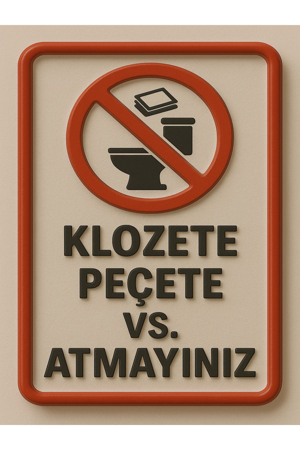 sıradışıhediyem KLOZETE PEÇETE VS.ATMAK YASAKTIR UYARI LEVHASI 20X15CM METAL