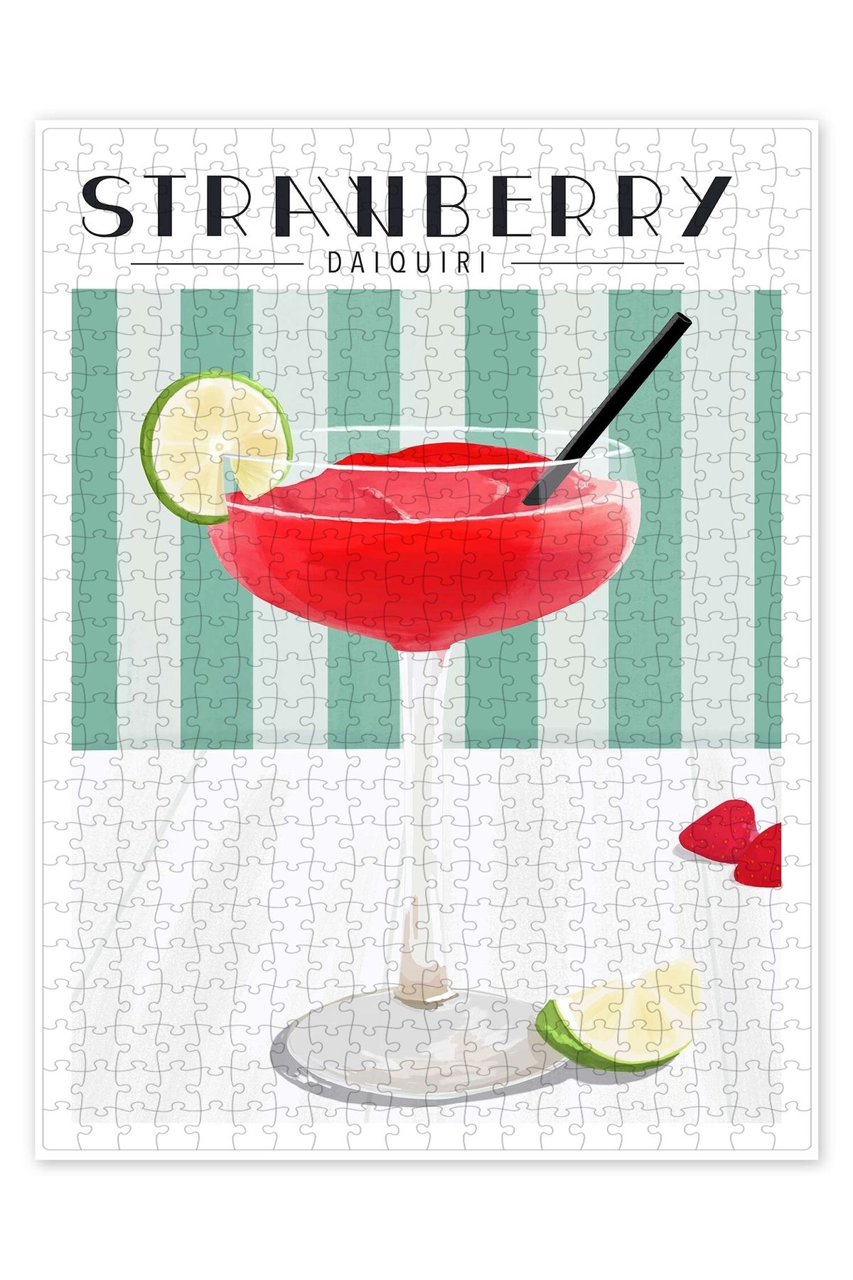 Jeronkarji Çilekli Daiquiri 500 Parça Puzzle Yapboz Mutfak Temalı Yetişkinler için