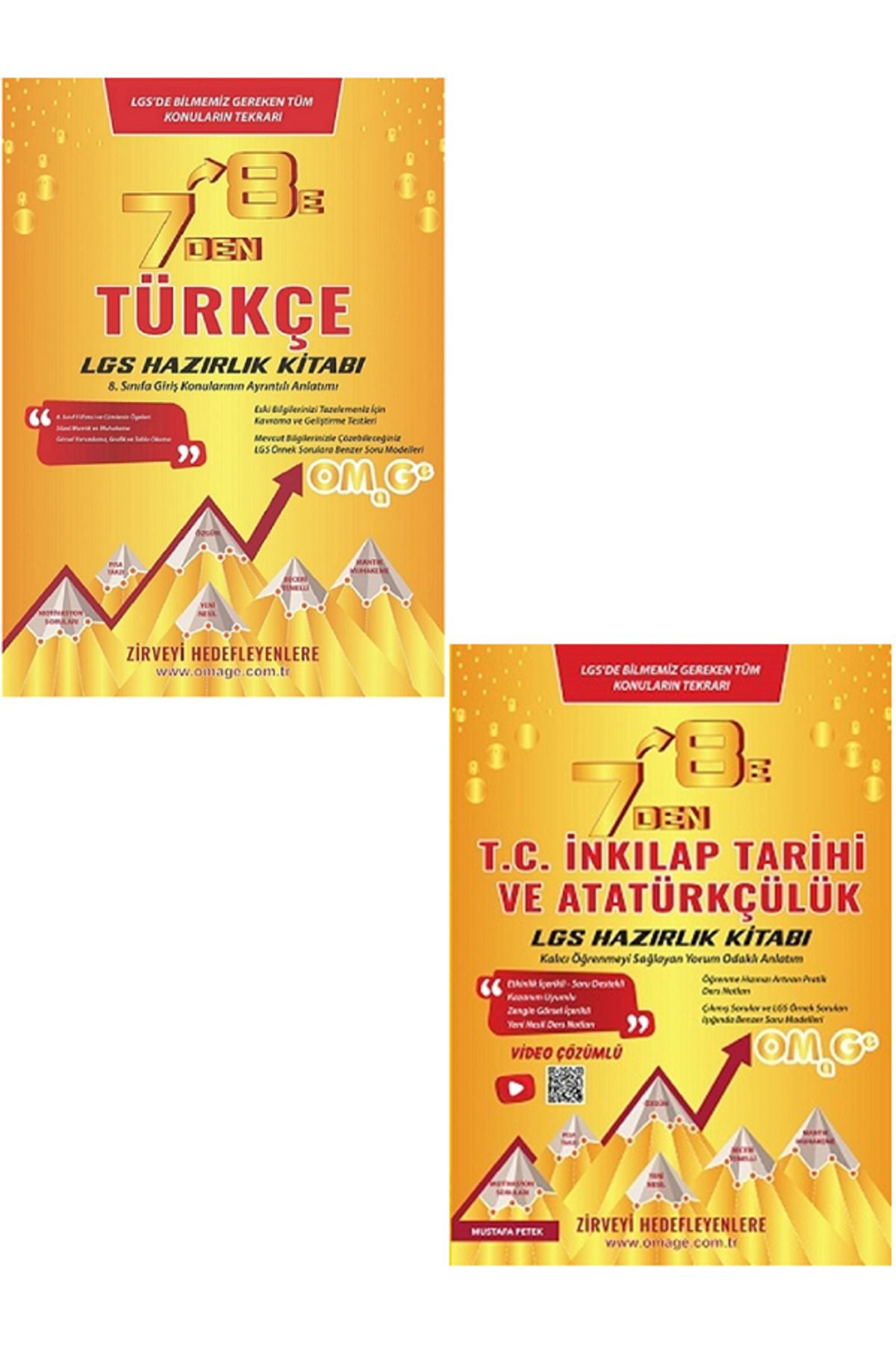 Efsane Yayınları Nartest Omega 7'den 8'e TÜRKÇE Hazırlık Kitabı + 7'den 8'e İNKILAP TARİHİ Hazılık Kitabı / 2 KİTAP