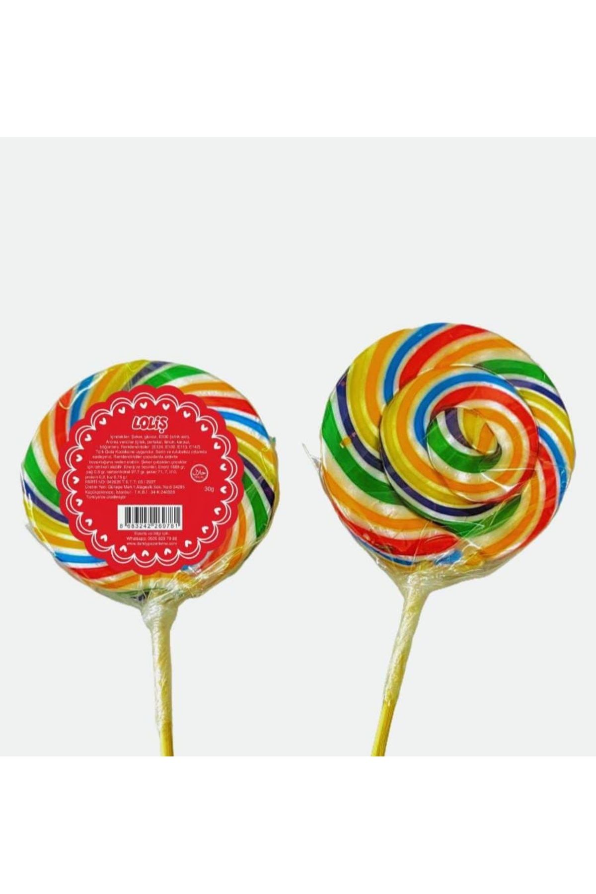 LOLİŞ Sosyete Şekeri 30 Gr (15'li̇ Kutu) | Renkli Çubuklu Lolipop Şeker–parti, Doğum Günü, Organizasyon