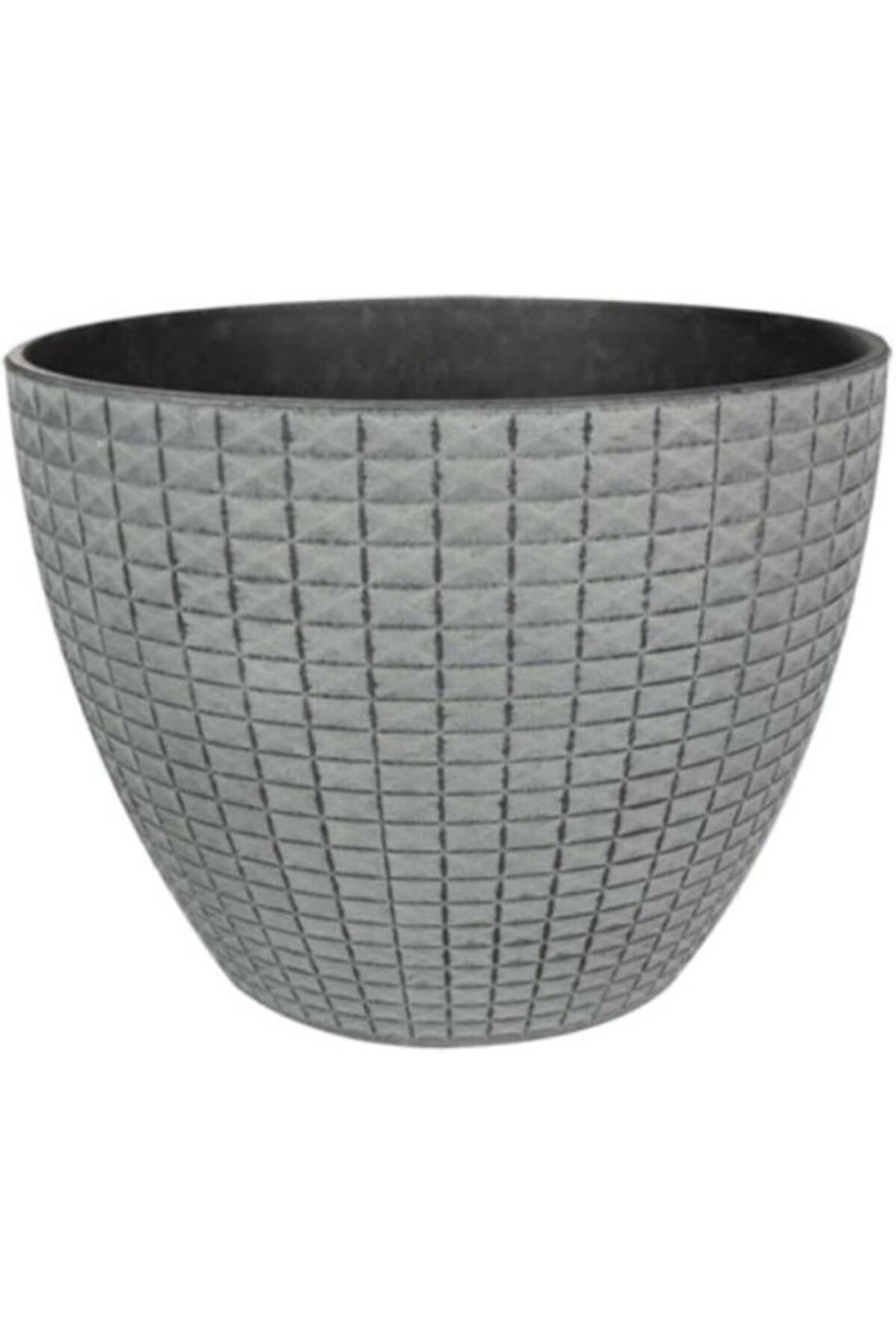 ShopZum Ter Steege Nanda Gri Desenli Plastik Saksı Çap 22Cm Yükseklik 17Cm