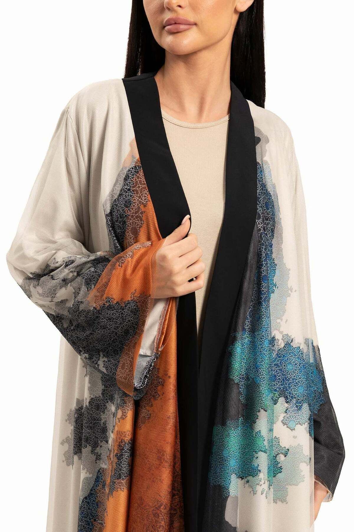wecre8-Women Beige with Multicolor Abstract Motif Kaftan By WECRE8 3