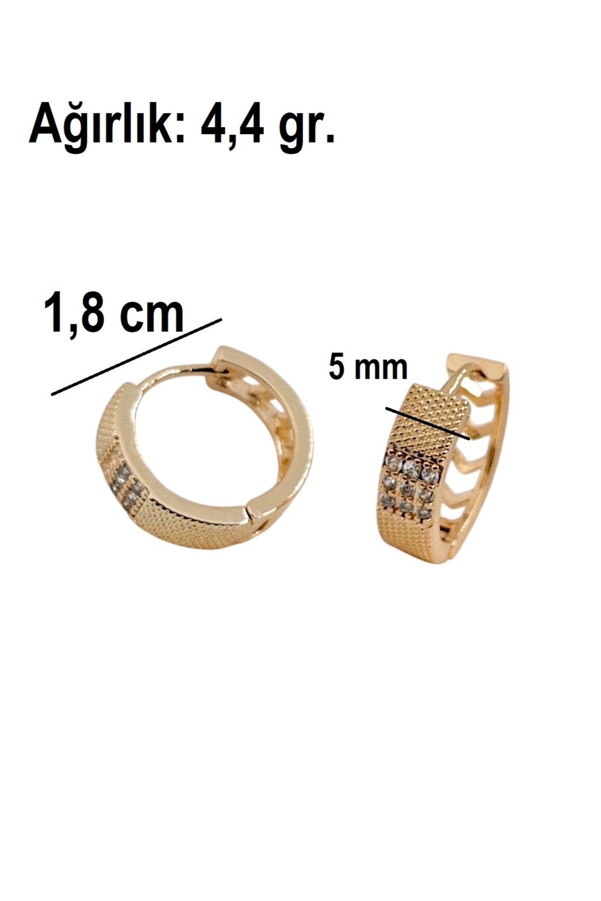 Siya Silver-Zircon Stone Patterned Steel Hoop Earrings 7