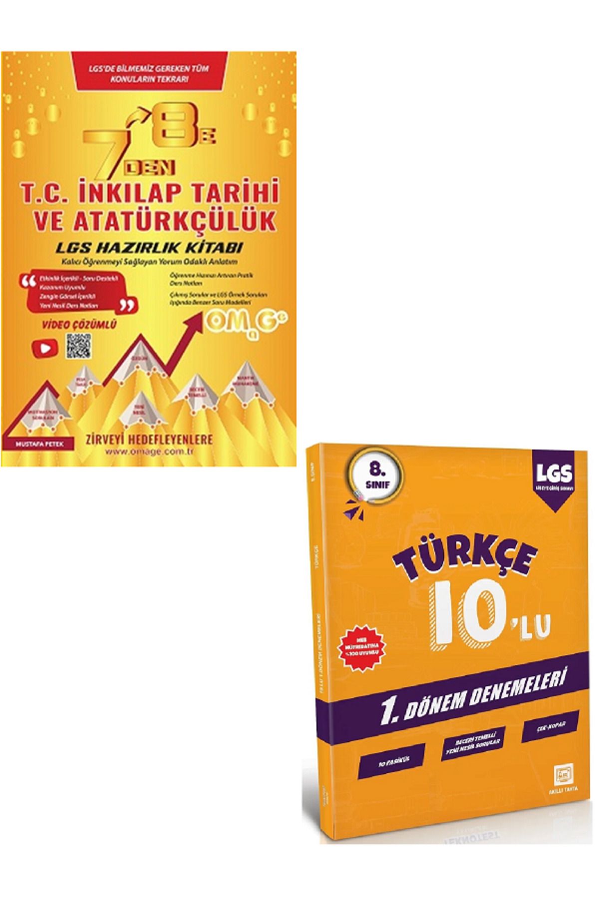 Efsane Yayınları Nartest Omega 7'den 8'e İNKILAP TARİHİ Hazılık Kitabı + 8.Sınıf 10'Lu Türkçe Deneme / 2 KİTAP