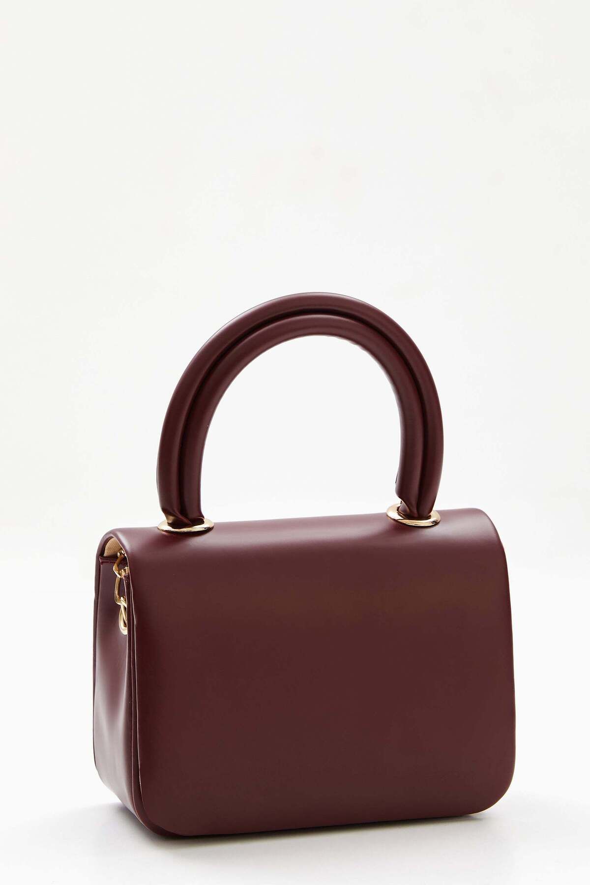wecre8-Maroon Mini Top Handle Bag with Chain Strap by WECRE8 2